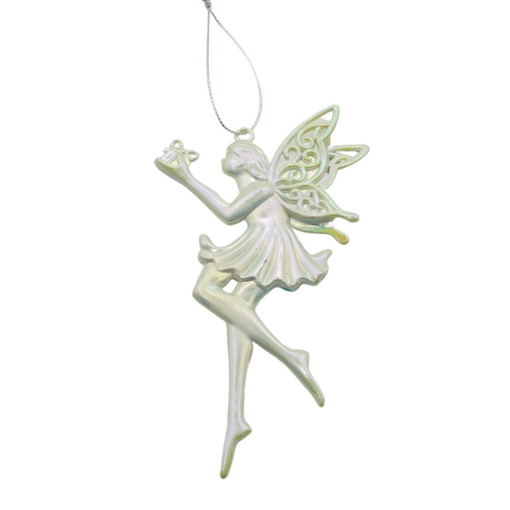 Ornament brad de Craciun, Perlat, in forma de Inger, 8 cm x 14 cm, Plastic