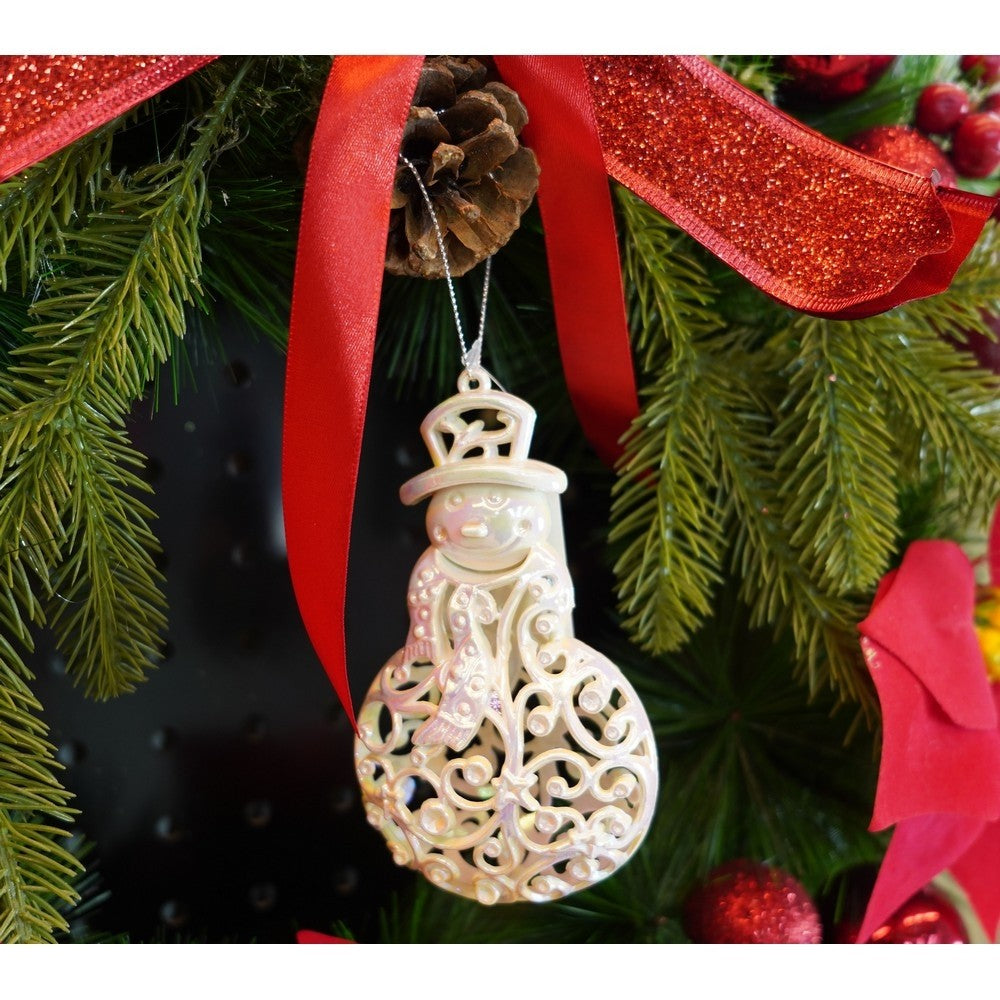 Ornament brad de Craciun, Perlat, in forma de Om de zapada, 8 cm x 13 cm, Plastic