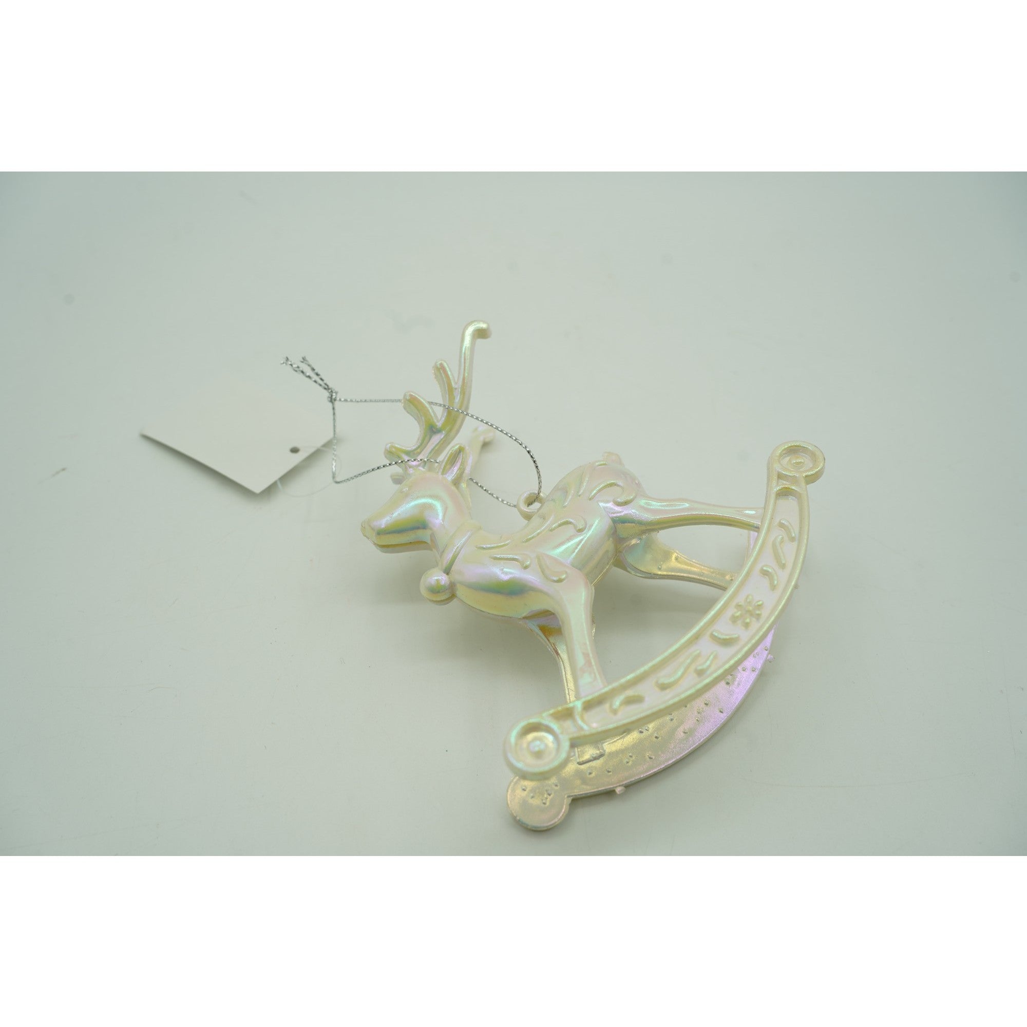 Ornament brad de Craciun, Perlat, in forma de Ren, 11 cm x 11 cm, Plastic