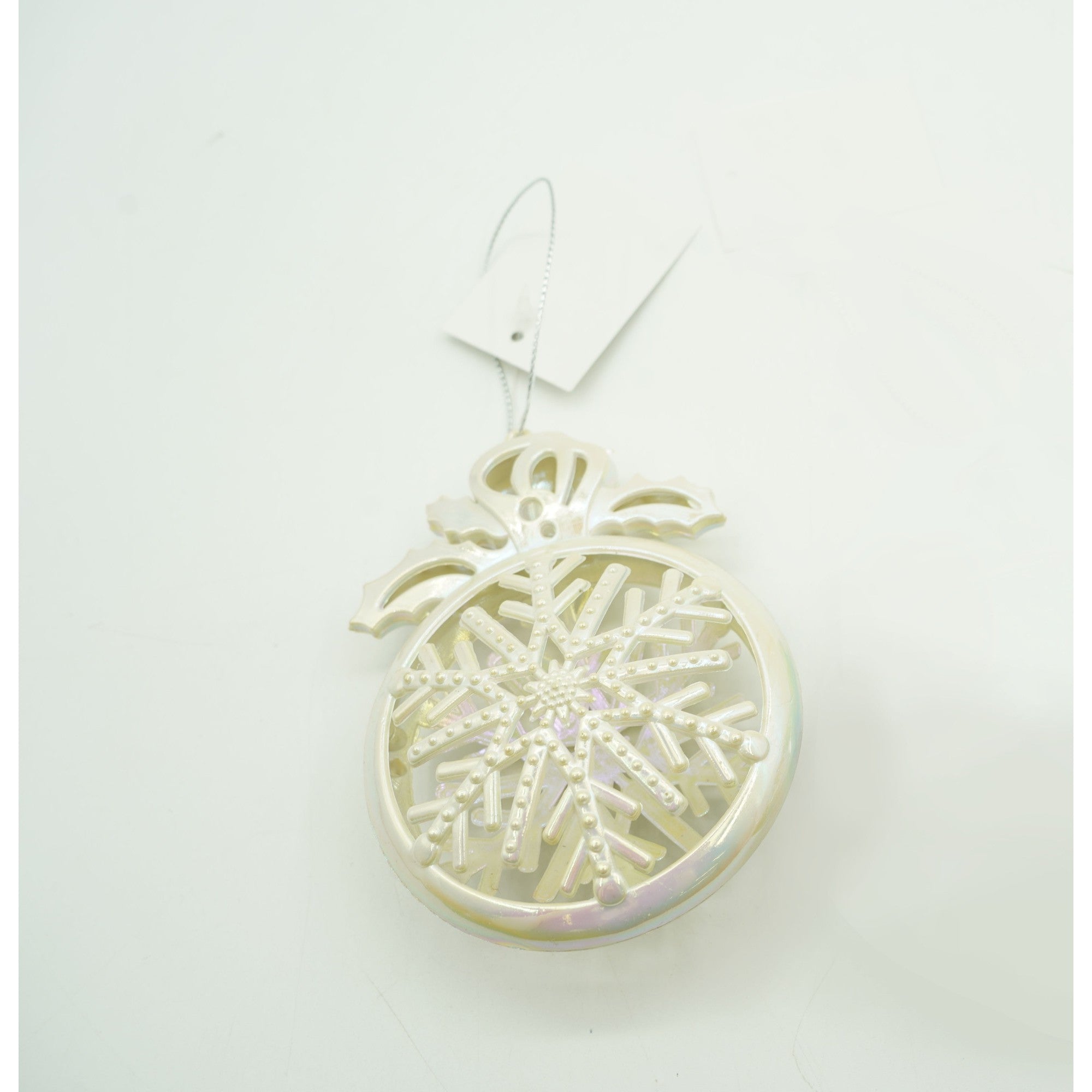 Ornament brad de Craciun, Perlat, Rotund, 8 cm x 11 cm, Plastic
