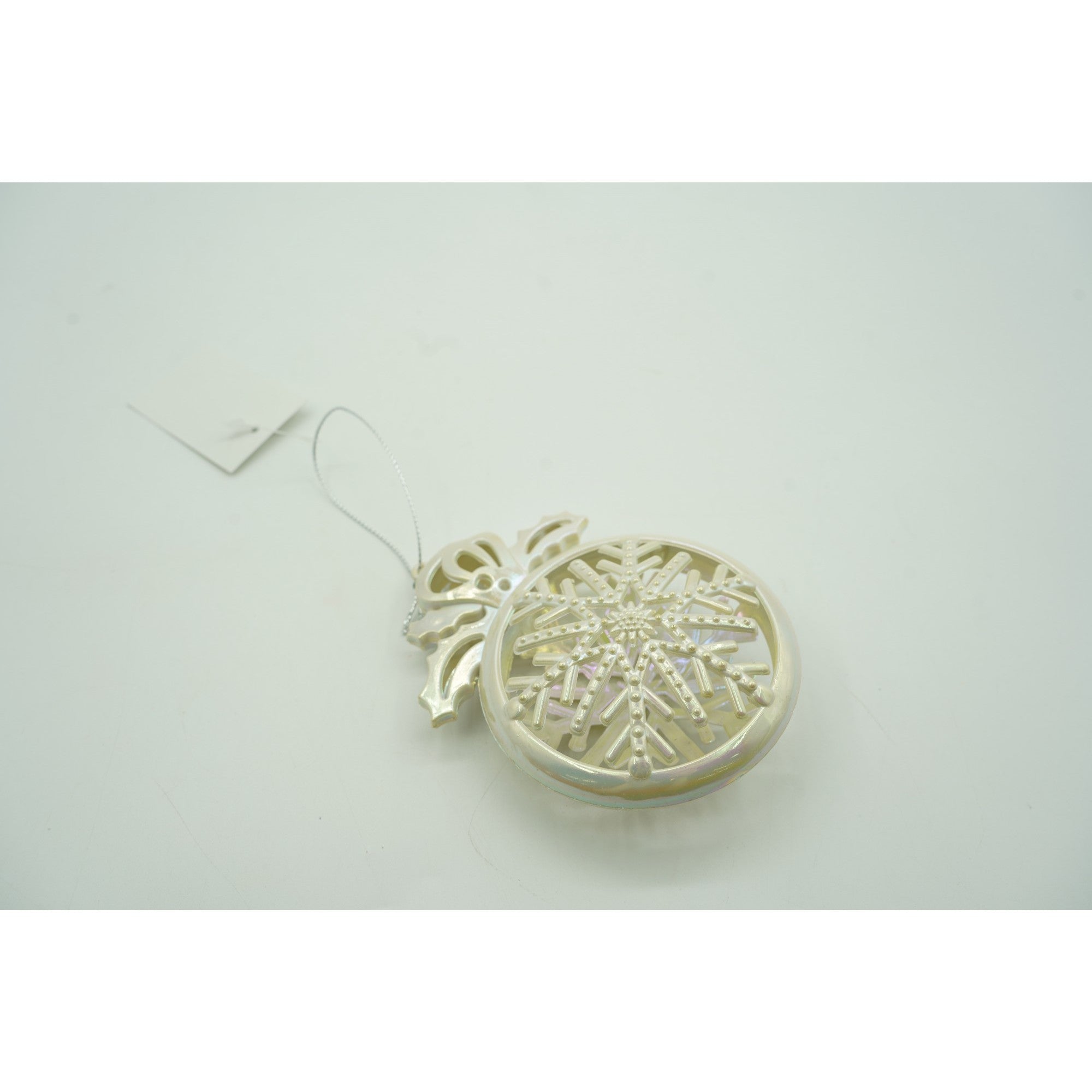 Ornament brad de Craciun, Perlat, Rotund, 8 cm x 11 cm, Plastic