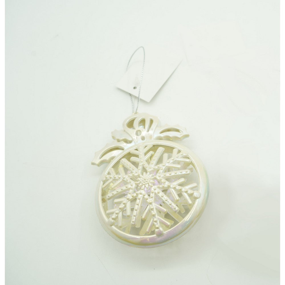 Ornament brad de Craciun, Perlat, Rotund, 8 cm x 11 cm, Plastic