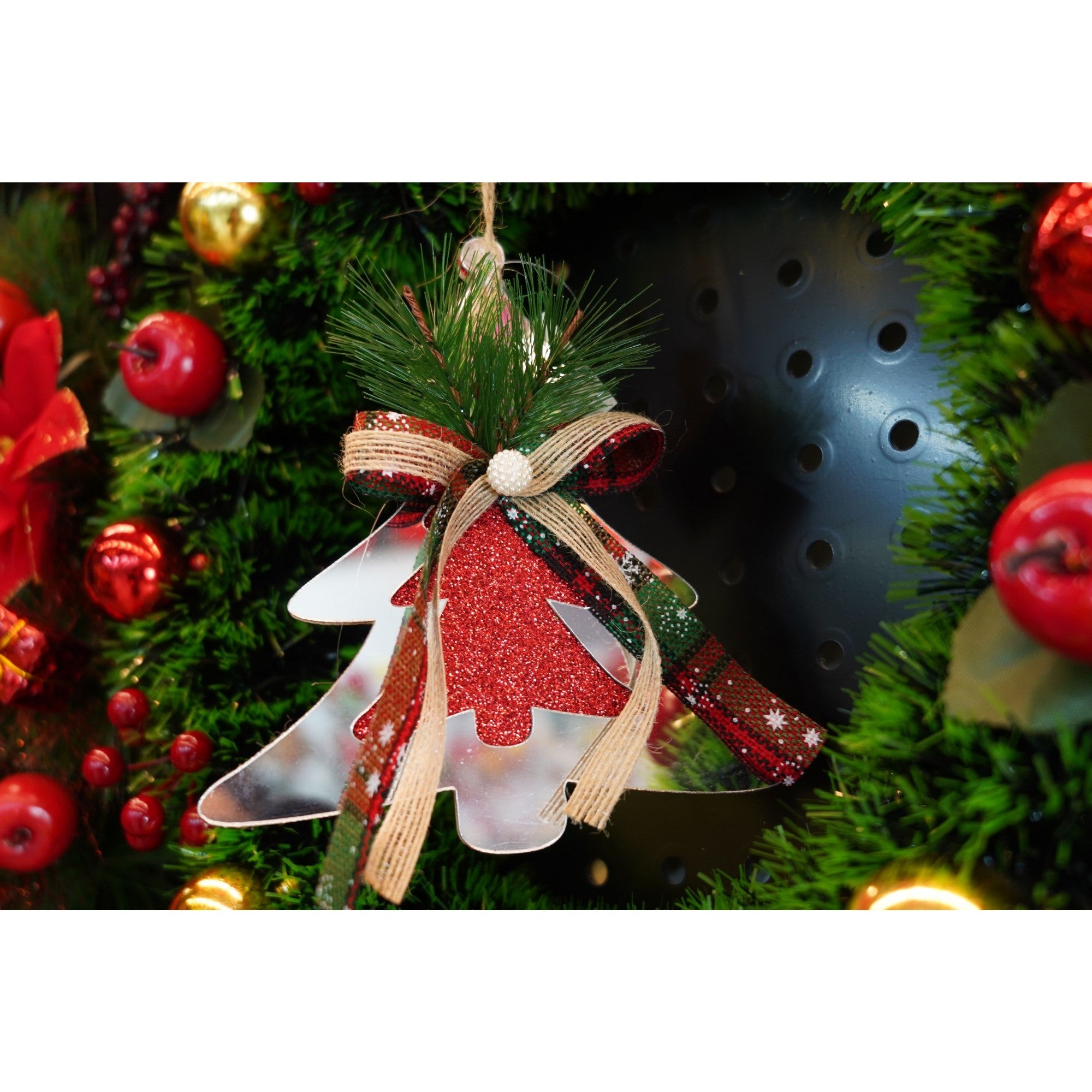 Ornament brad, Brad, Argintiu, Lucios, 14*15CM, Acril, Interior/ Exterior