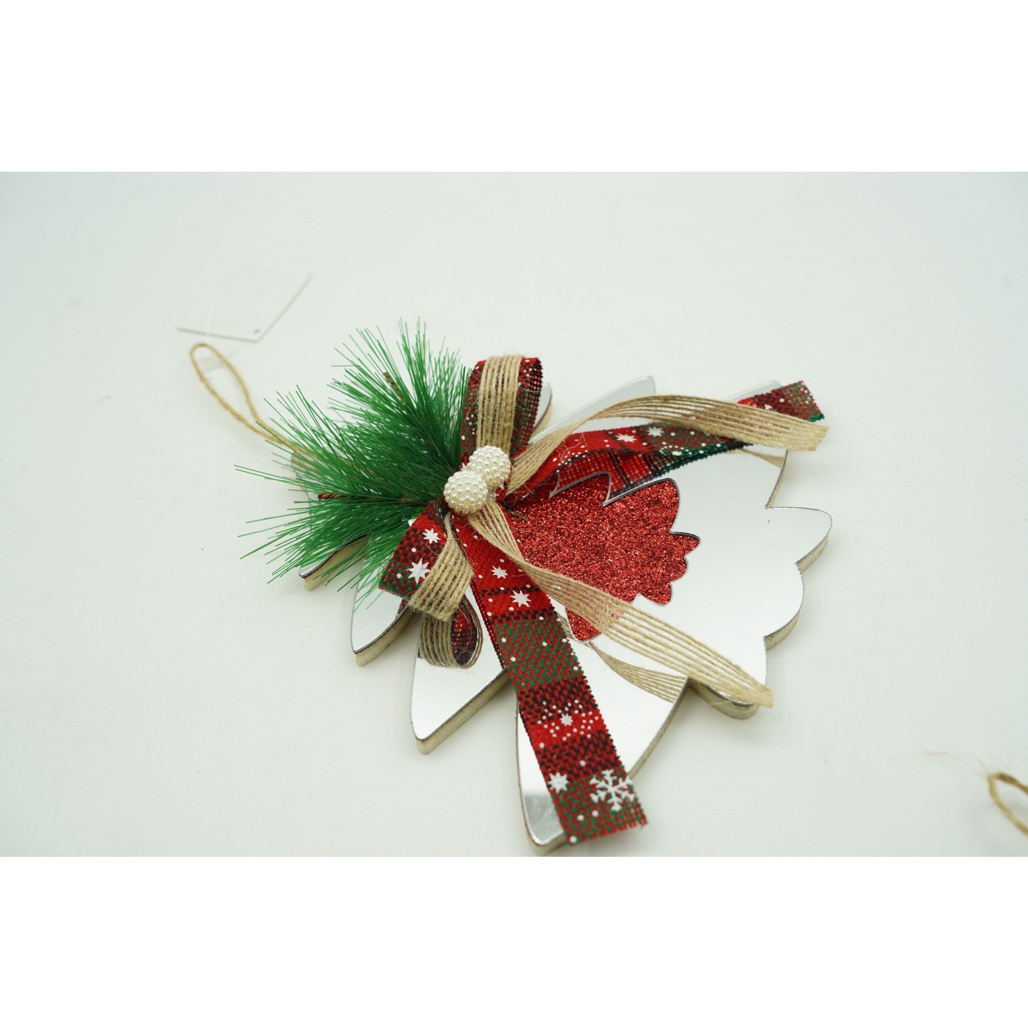 Ornament brad, Brad, Argintiu, Lucios, 14*17CM, Acril, Interior/ Exterior