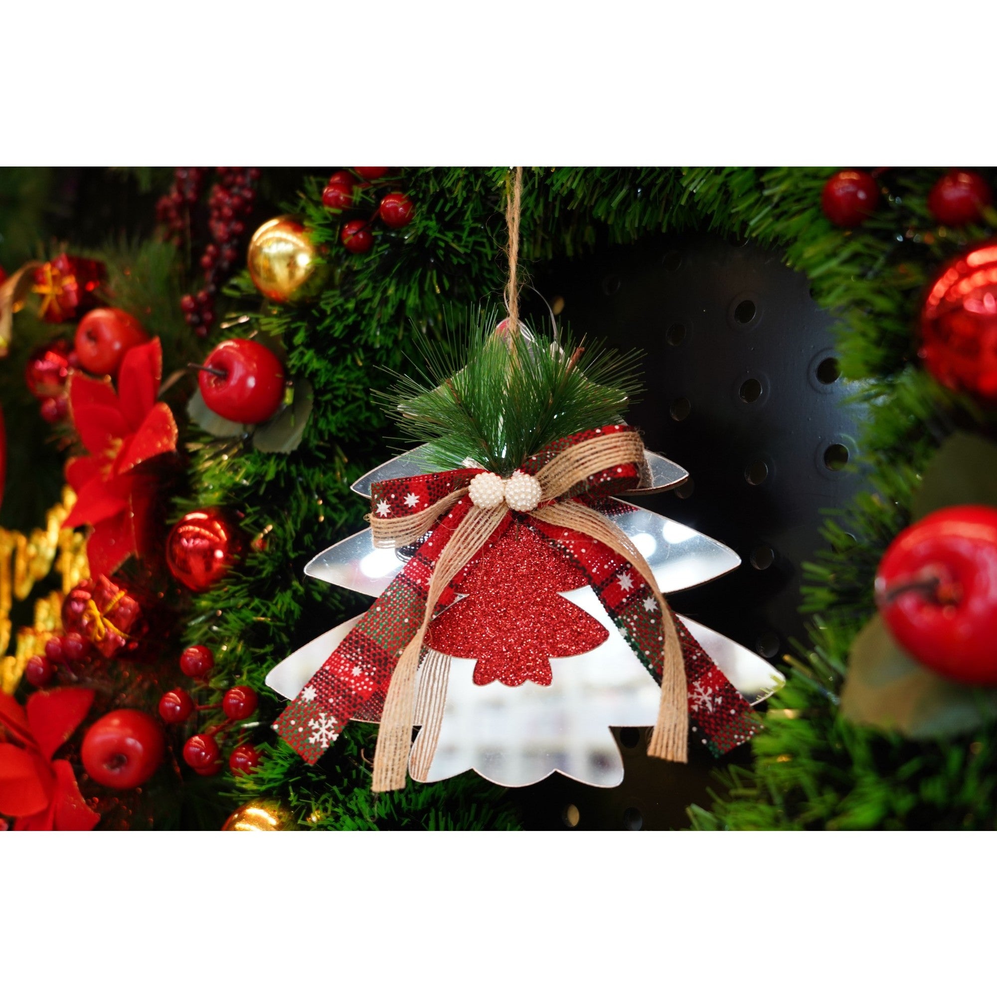 Ornament brad, Brad, Argintiu, Lucios, 14*17CM, Acril, Interior/ Exterior