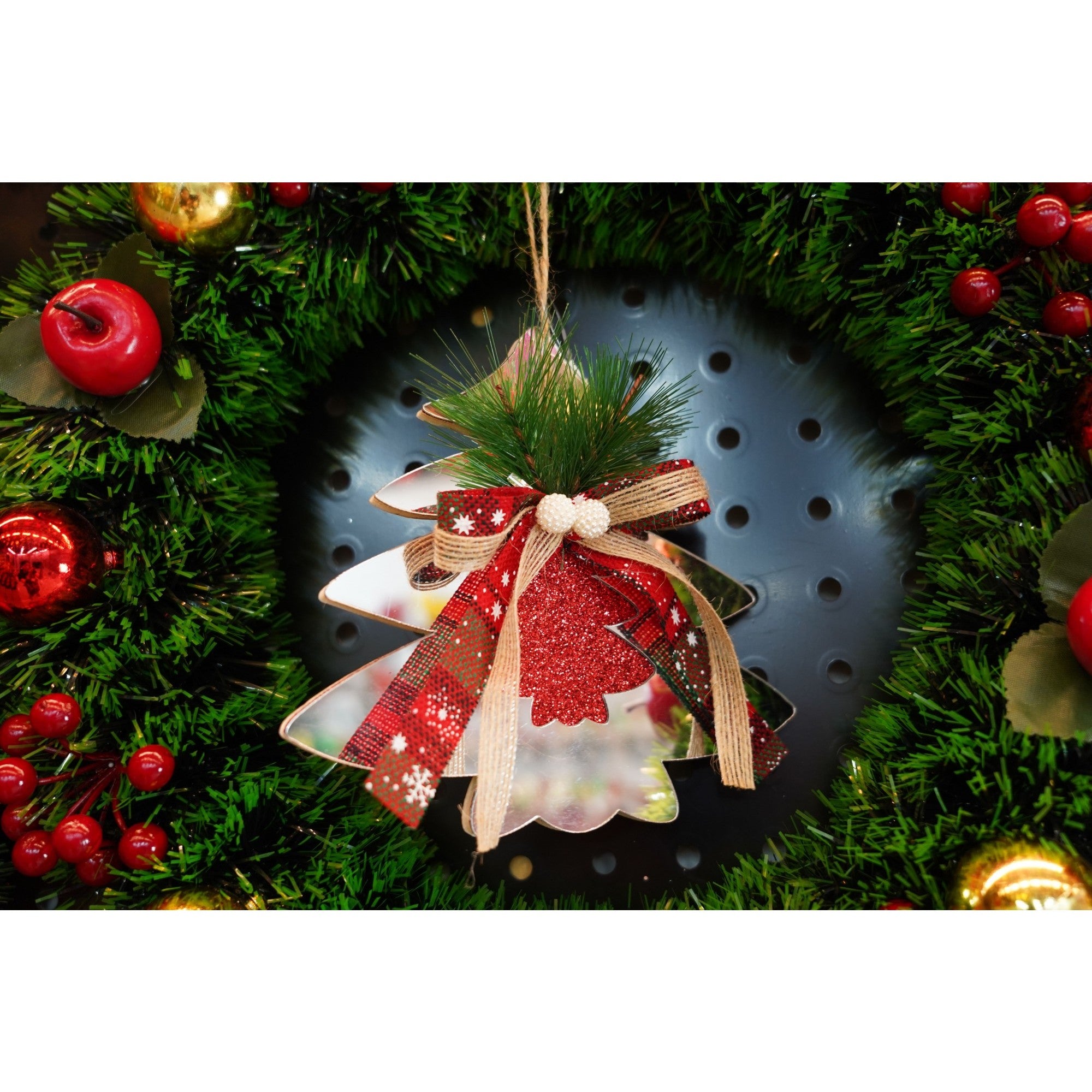 Ornament brad, Brad, Argintiu, Lucios, 14*17CM, Acril, Interior/ Exterior