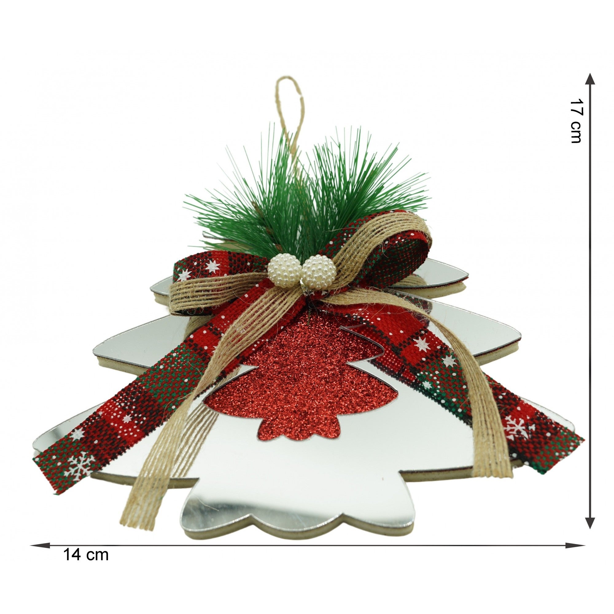 Ornament brad, Brad, Argintiu, Lucios, 14*17CM, Acril, Interior/ Exterior
