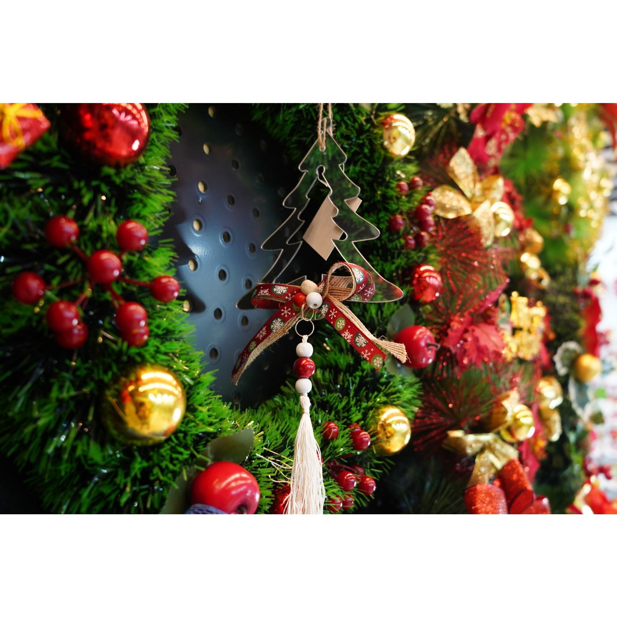 Ornament brad, Brad, Argintiu, Lucios, 14*26CM, Acril, Interior/ Exterior