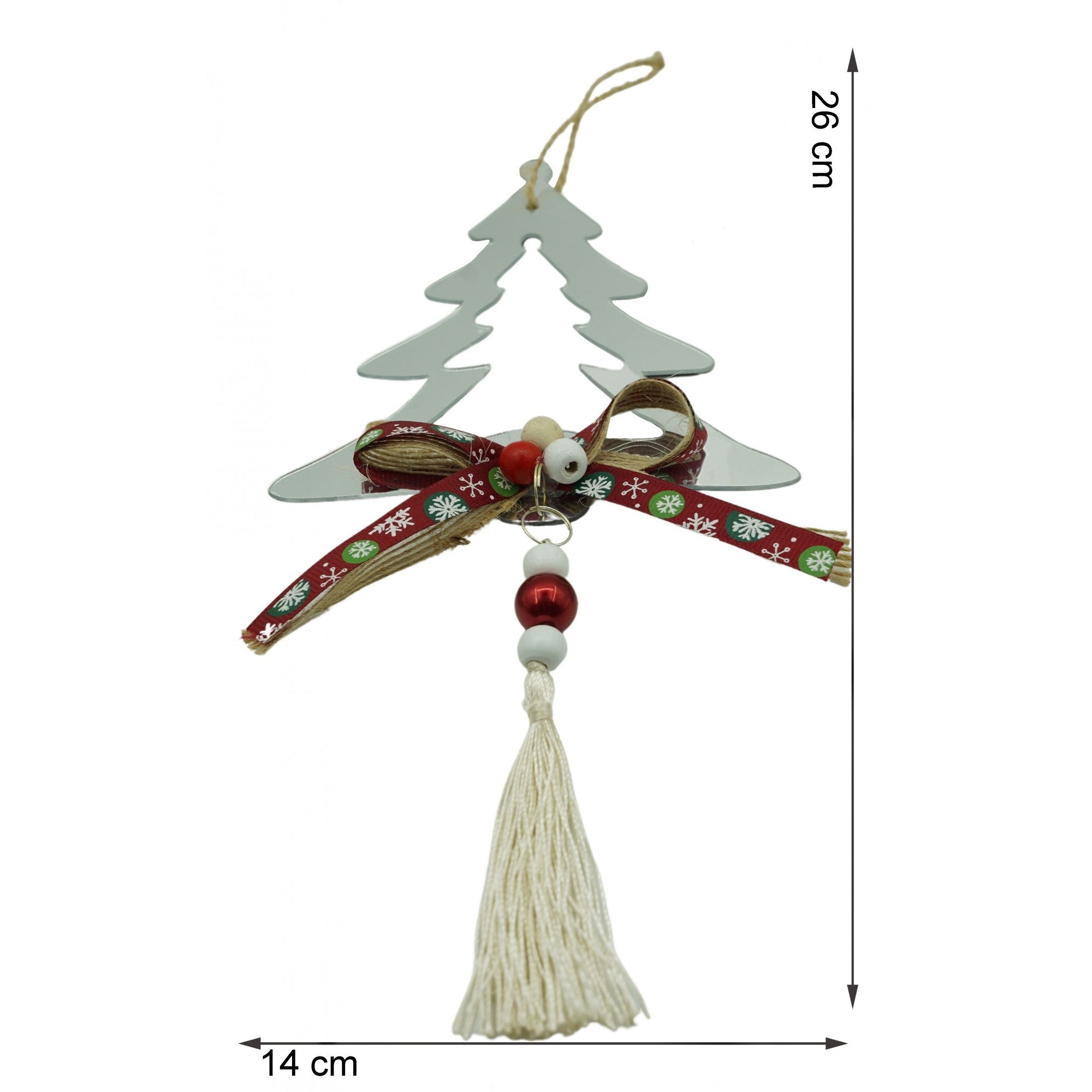 Ornament brad, Brad, Argintiu, Lucios, 14*26CM, Acril, Interior/ Exterior