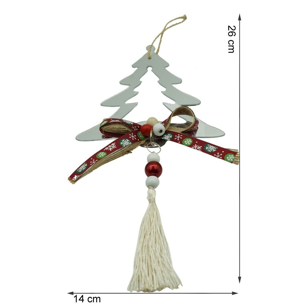 Ornament brad, Brad, Argintiu, Lucios, 14*26CM, Acril, Interior/ Exterior