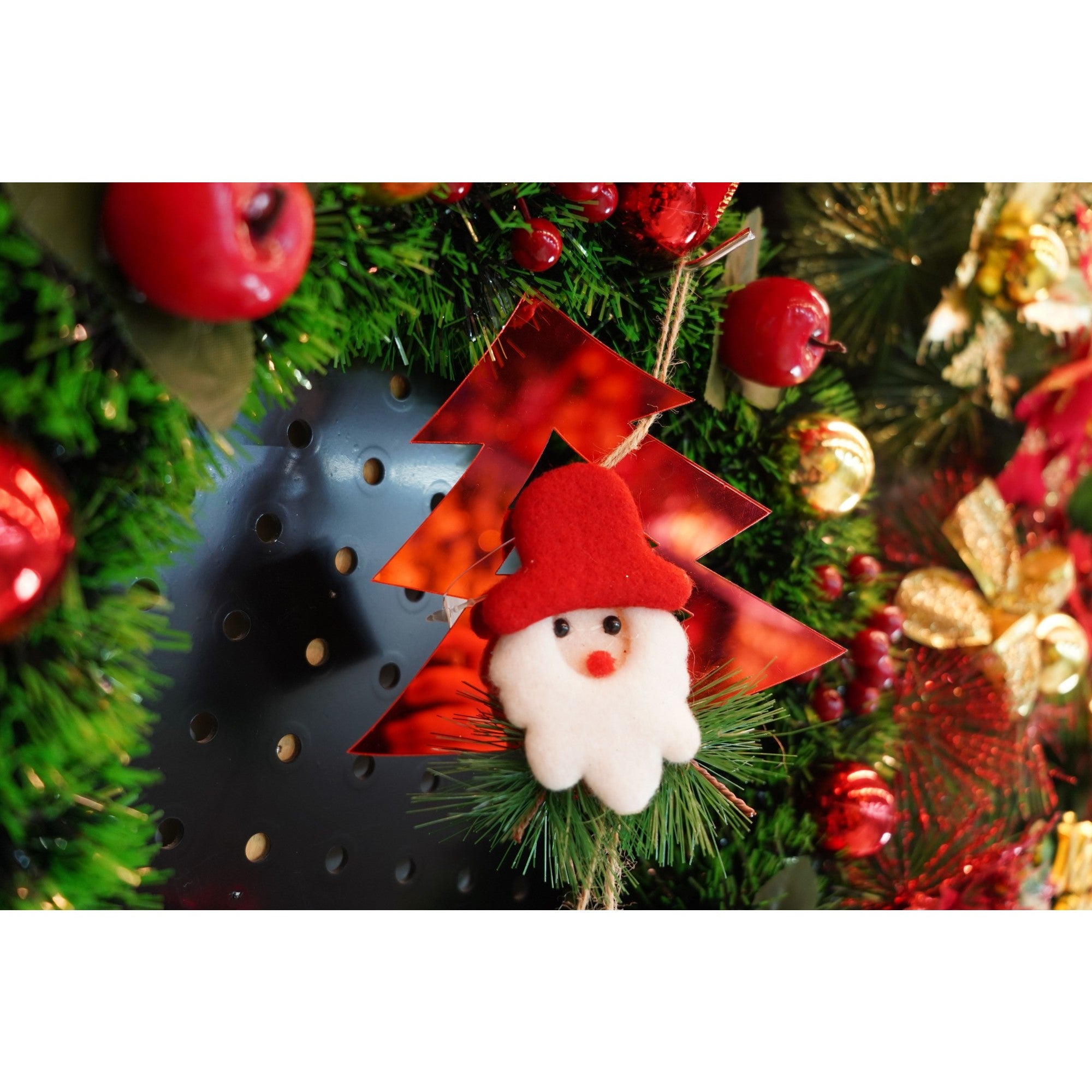 Ornament brad, Brad cu clopotei, Rosu, Lucios, 15*20CM, Acril, Interior/ Exterior