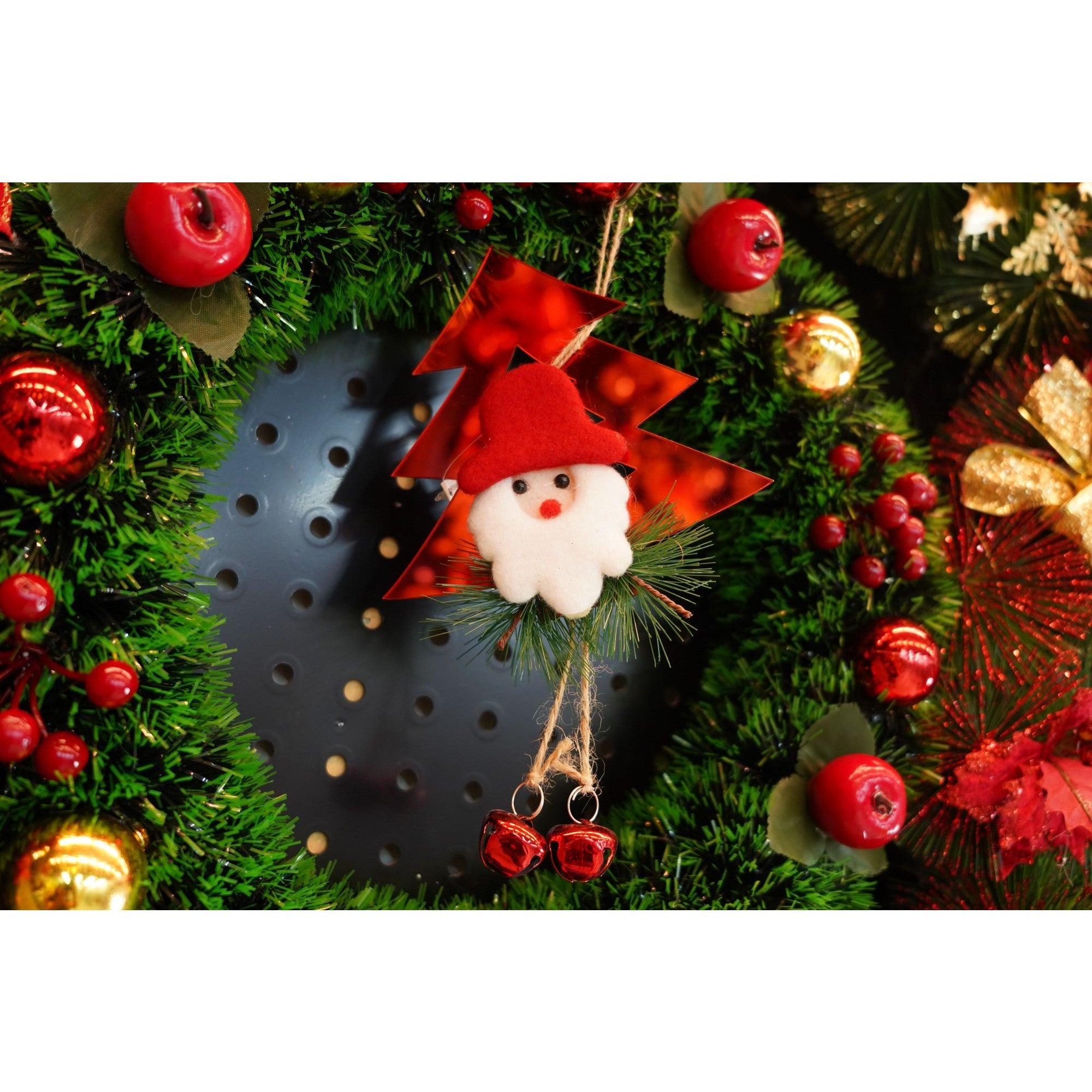 Ornament brad, Brad cu clopotei, Rosu, Lucios, 15*20CM, Acril, Interior/ Exterior
