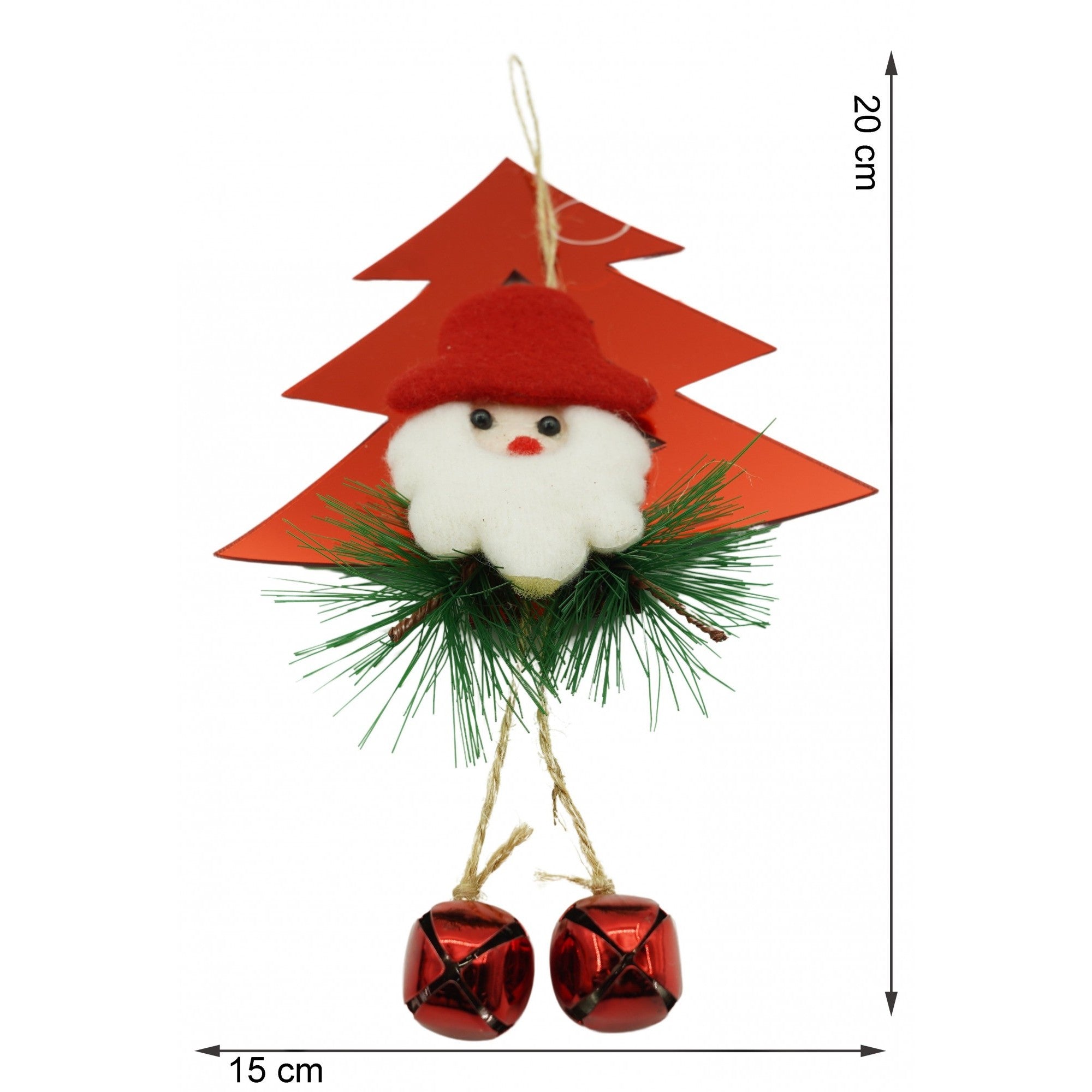 Ornament brad, Brad cu clopotei, Rosu, Lucios, 15*20CM, Acril, Interior/ Exterior