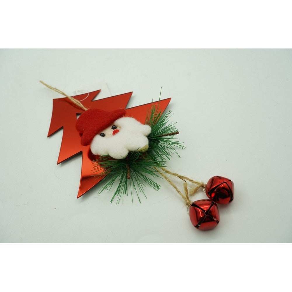 Ornament brad, Brad cu clopotei, Rosu, Lucios, 15*20CM, Acril, Interior/ Exterior