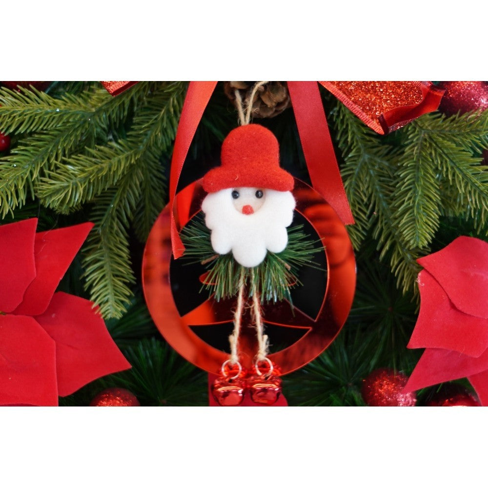 Ornament brad, Brad cu clopotei, Rosu, Lucios, 15*20CM, Acril, Interior/ Exterior