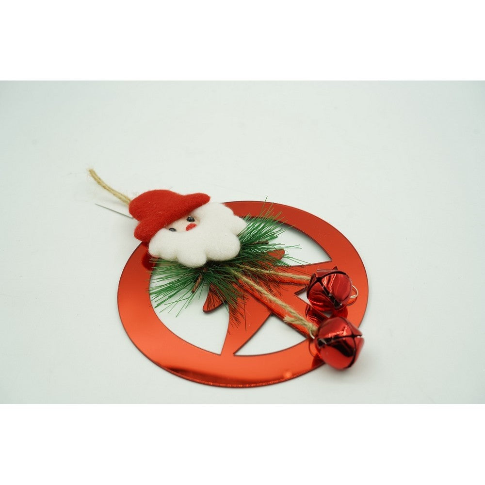 Ornament brad, Brad cu clopotei, Rosu, Lucios, 15*20CM, Acril, Interior/ Exterior