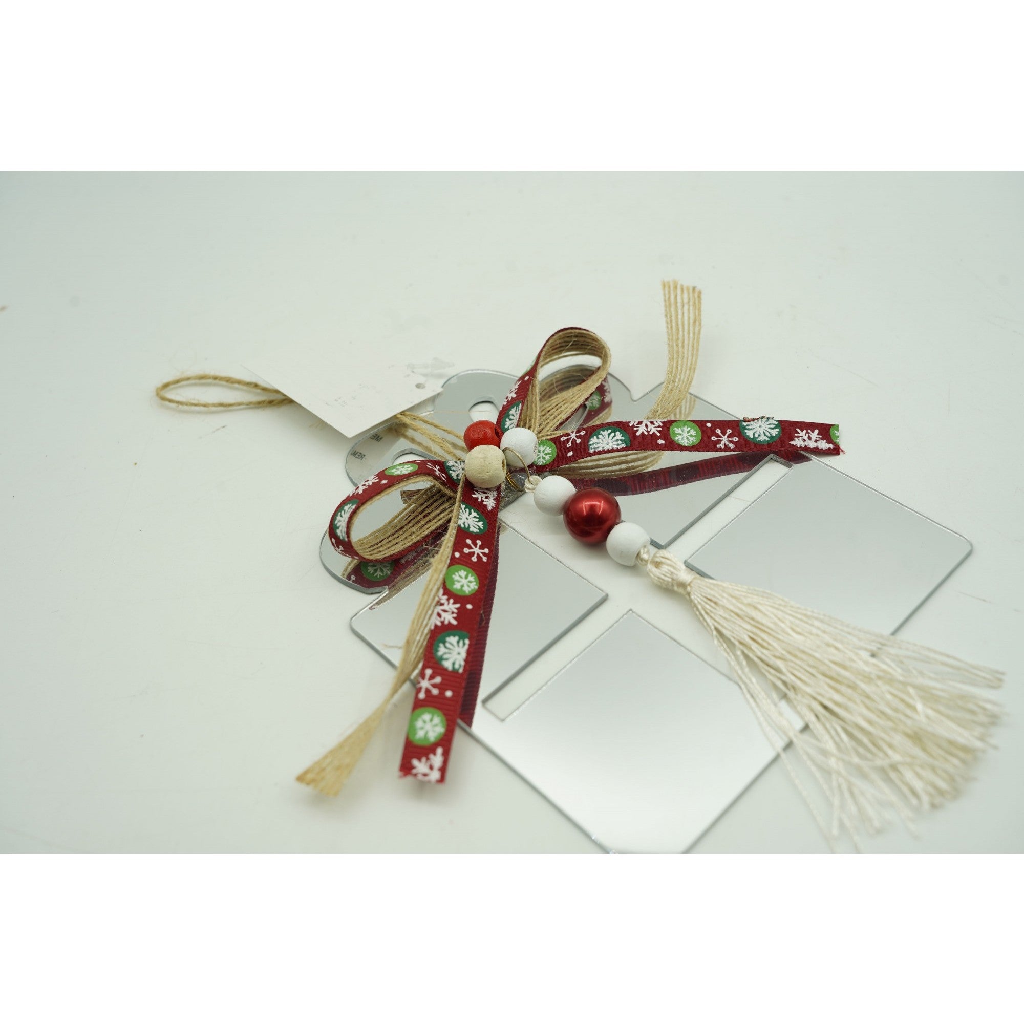 Ornament brad, Cadou, Argintiu, Lucios, 14*26CM, Acril, Interior/ Exterior