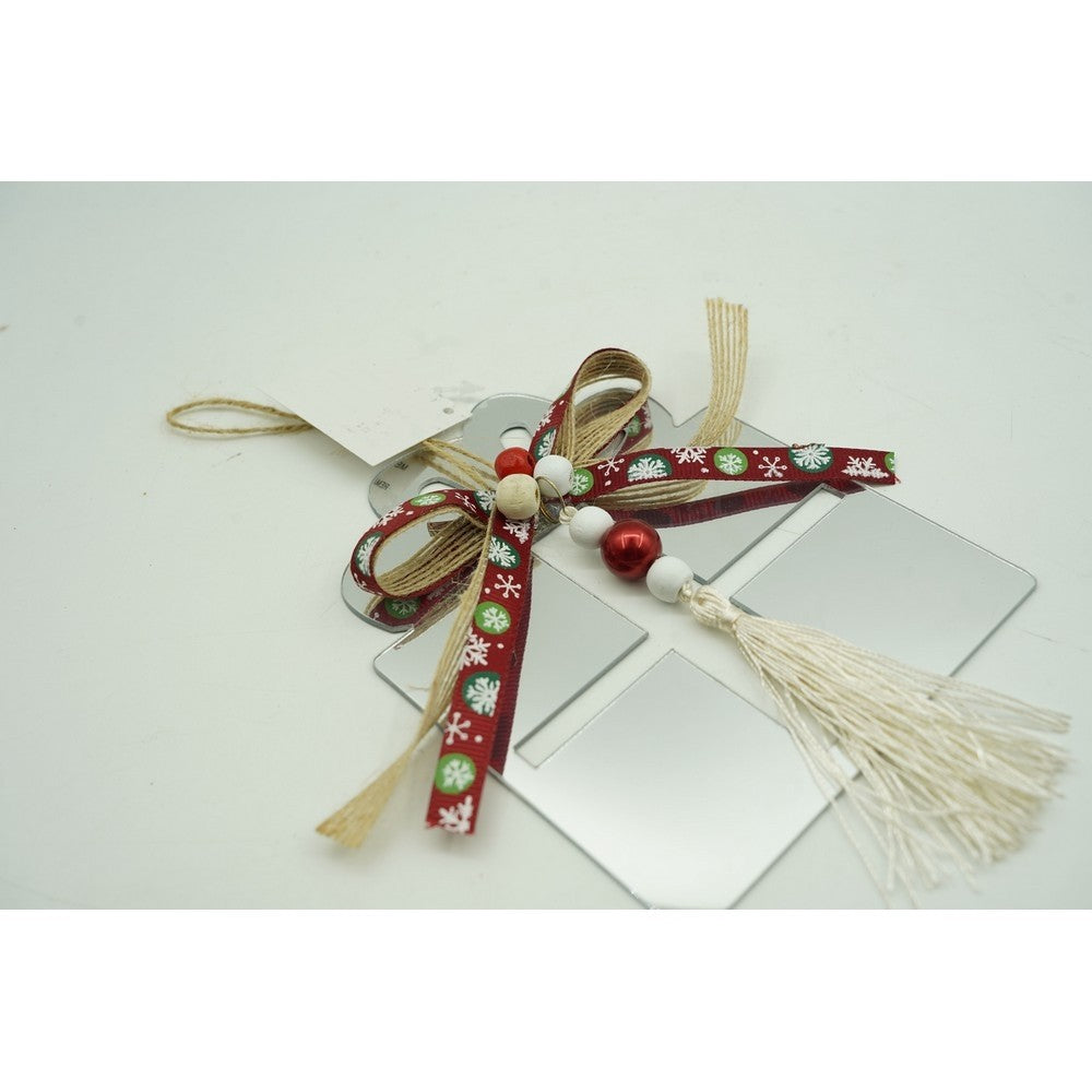 Ornament brad, Cadou, Argintiu, Lucios, 14*26CM, Acril, Interior/ Exterior