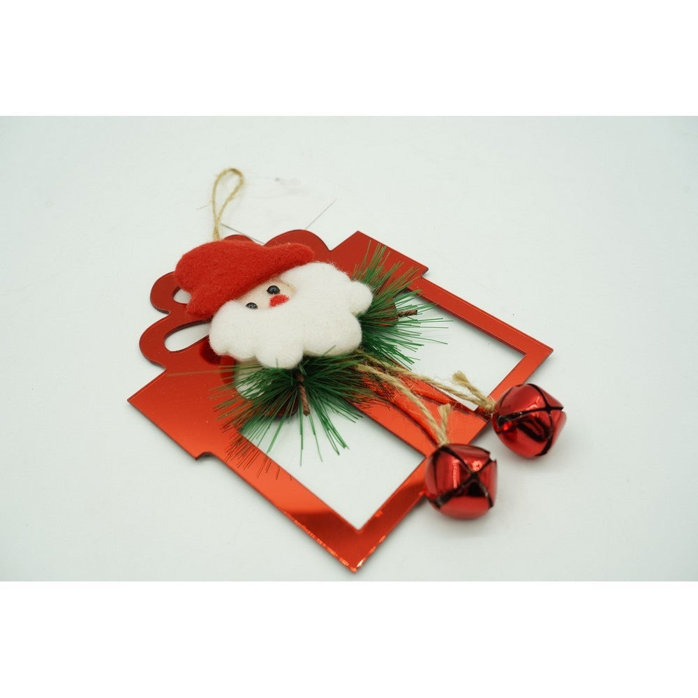 Ornament brad, Cadou cu clopotei, Rosu, Lucios, 15*20CM, Acril, Interior/ Exterior