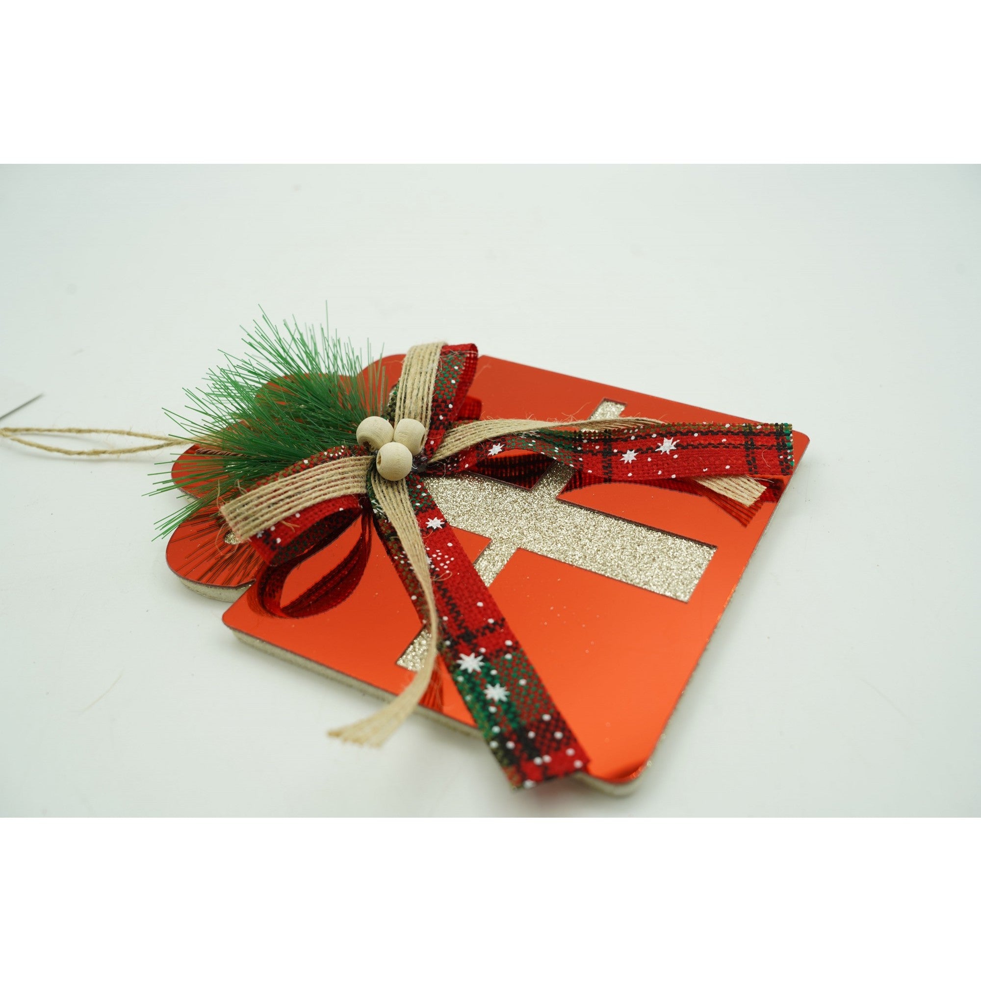 Ornament brad, Cadou, Rosu, Lucios, 15*15CM, Acril, Interior/ Exterior