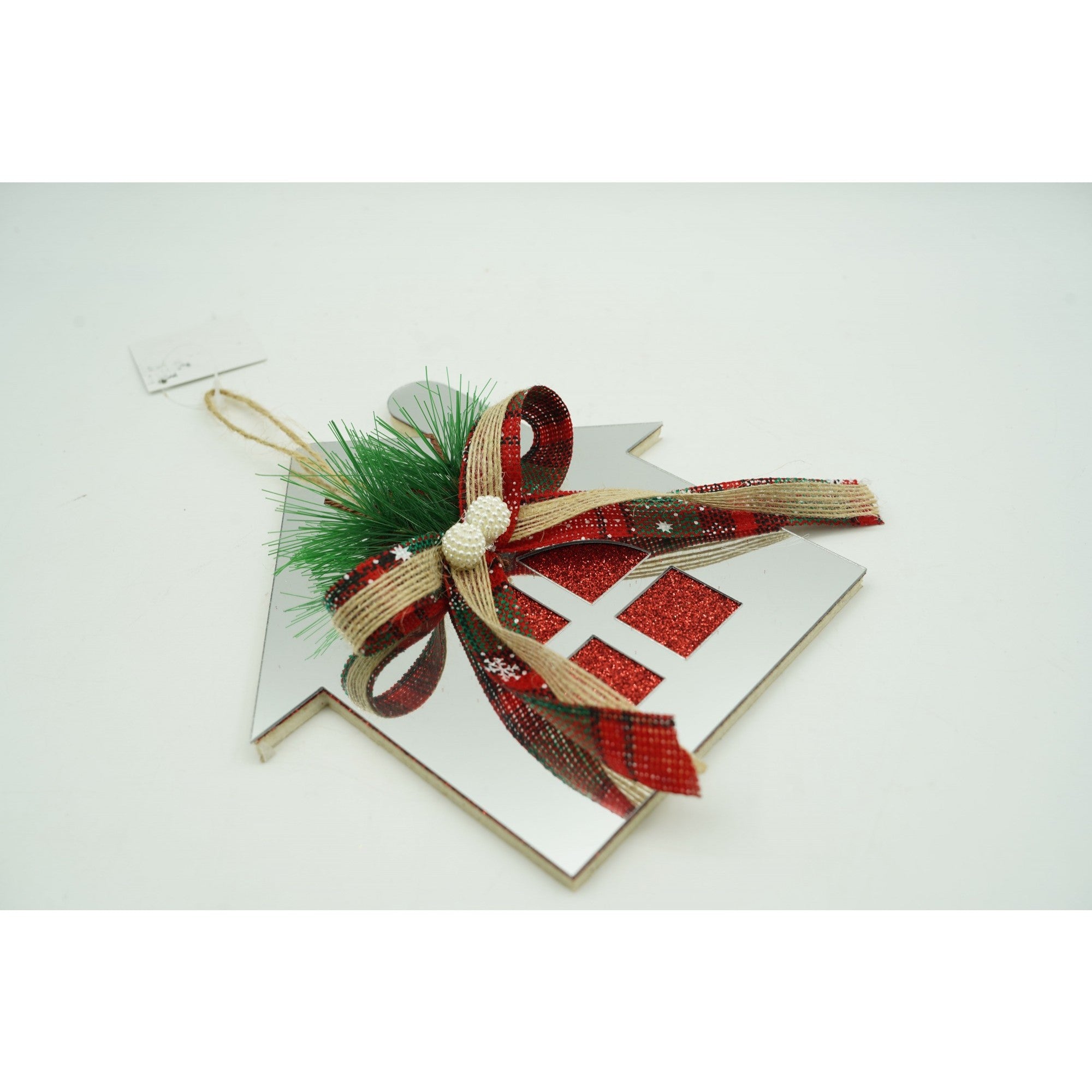 Ornament brad, Casa, Argintiu, Lucios, 14*17CM, Acril, Interior/ Exterior