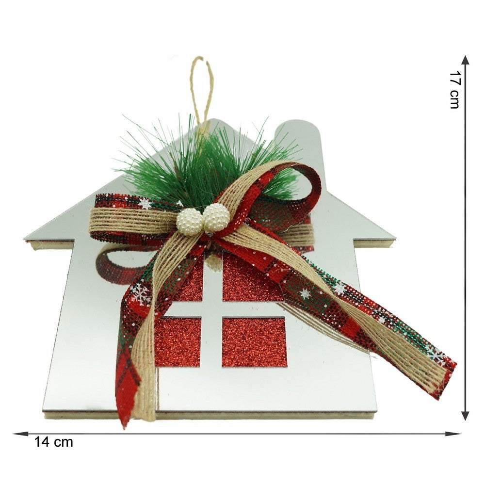 Ornament brad, Casa, Argintiu, Lucios, 14*17CM, Acril, Interior/ Exterior
