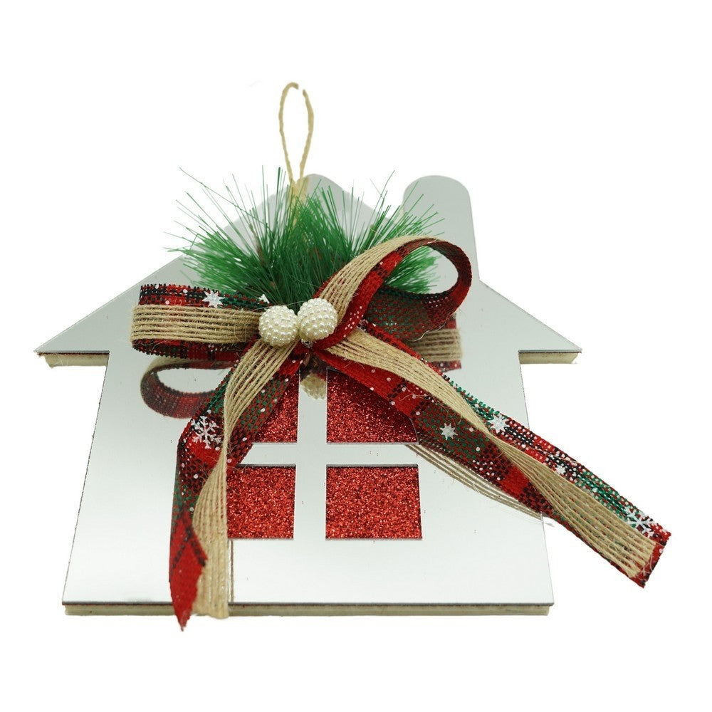 Ornament brad, Casa, Argintiu, Lucios, 14*17CM, Acril, Interior/ Exterior