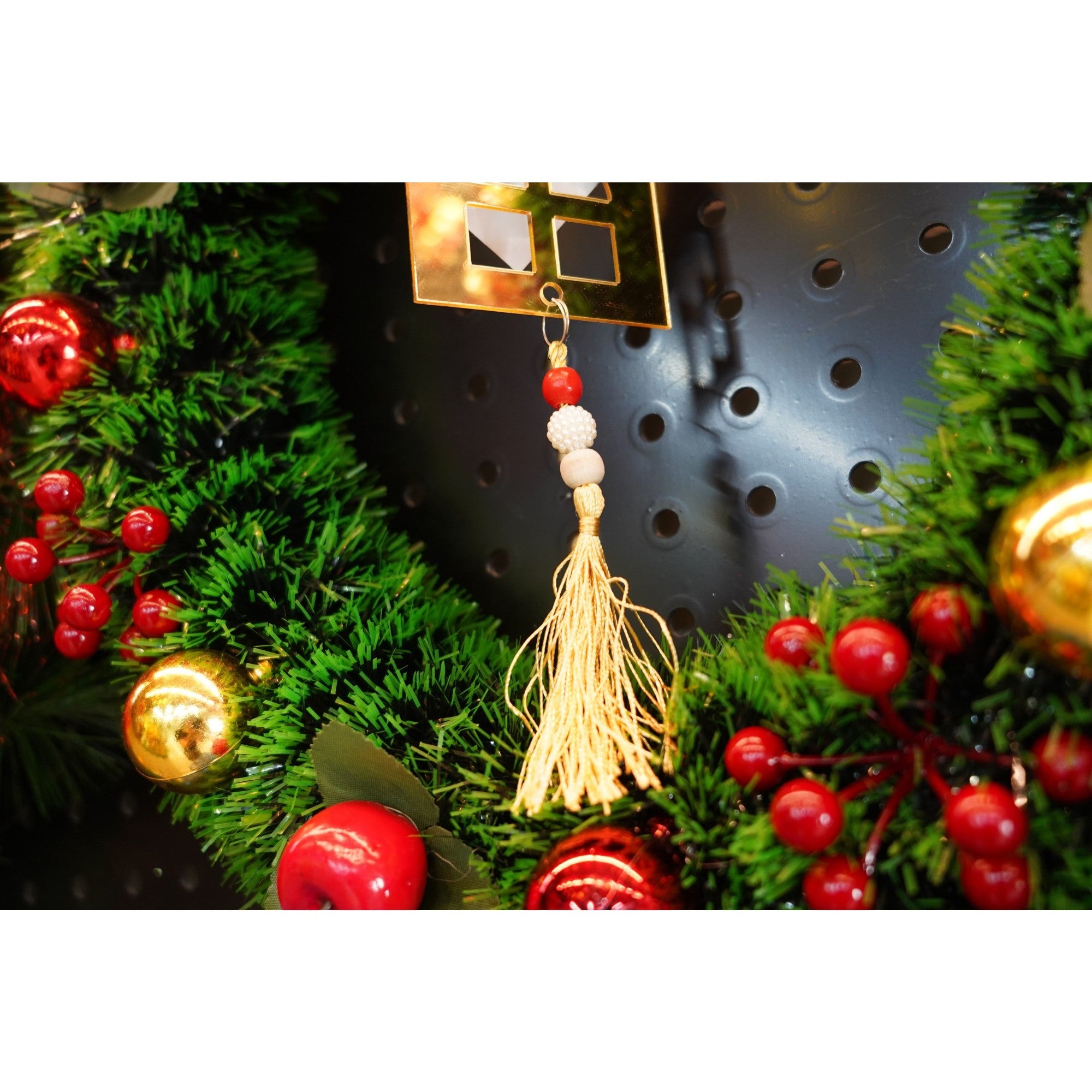 Ornament brad, Casa, Auriu, Lucios, 10*25CM, Acril, Interior/ Exterior