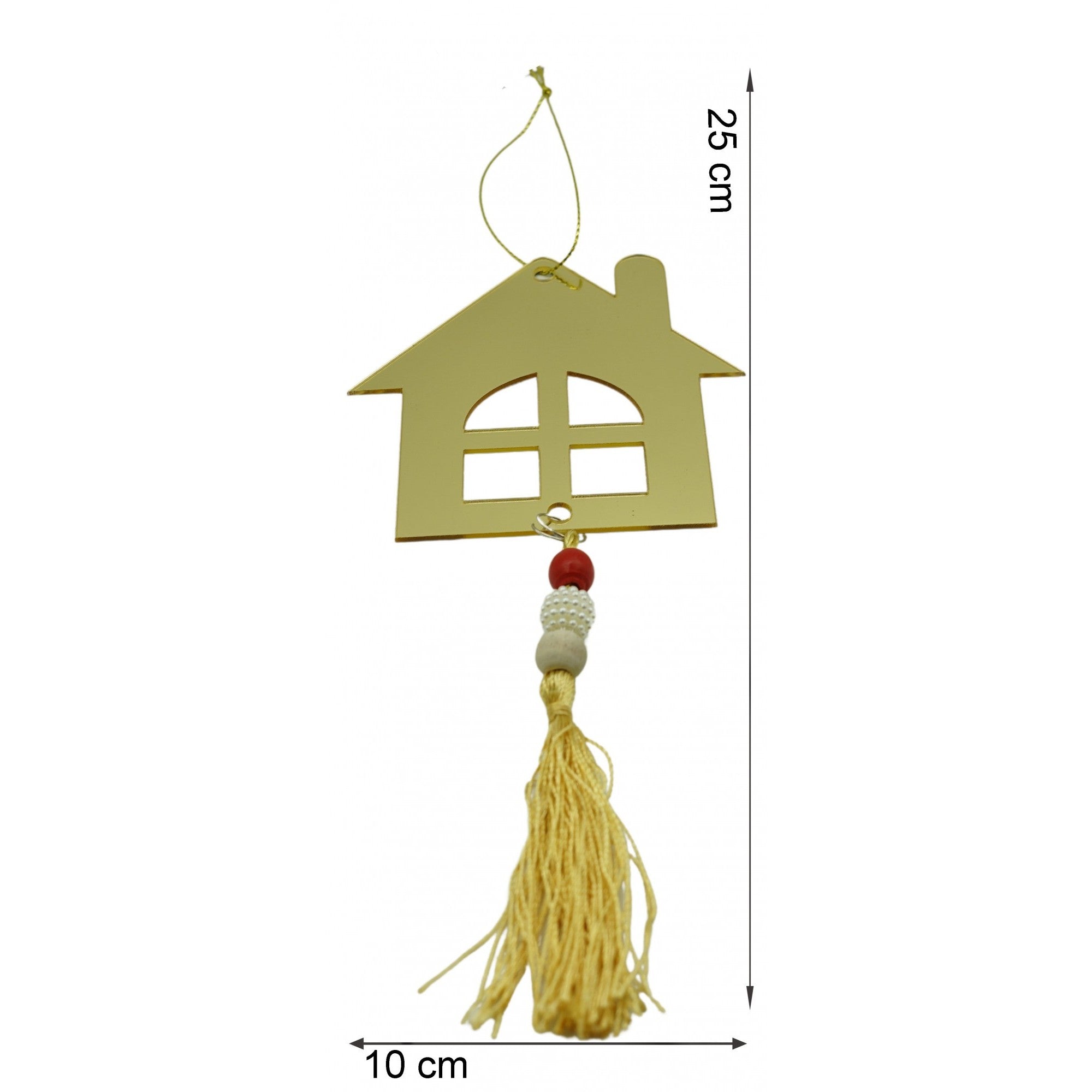 Ornament brad, Casa, Auriu, Lucios, 10*25CM, Acril, Interior/ Exterior
