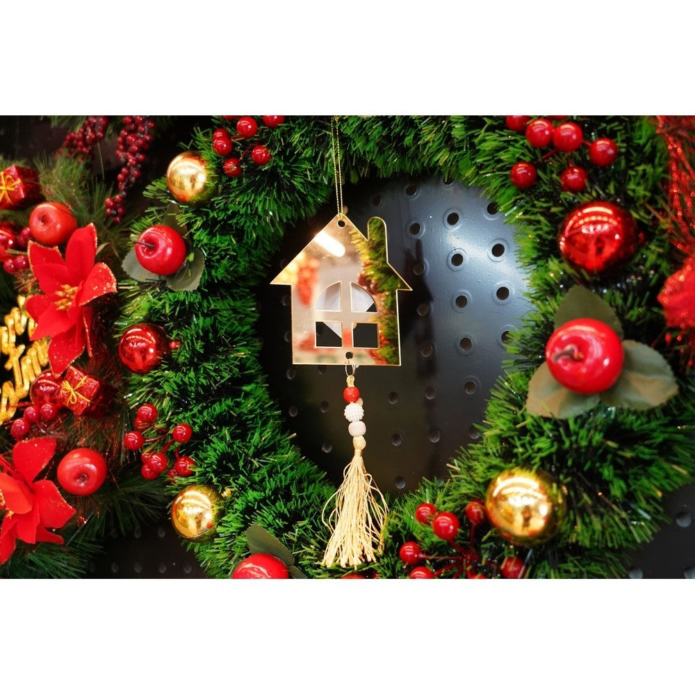 Ornament brad, Casa, Auriu, Lucios, 10*25CM, Acril, Interior/ Exterior