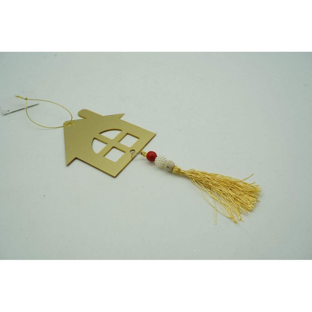 Ornament brad, Casa, Auriu, Lucios, 10*25CM, Acril, Interior/ Exterior