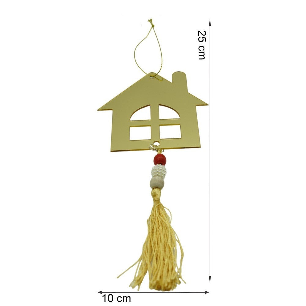 Ornament brad, Casa, Auriu, Lucios, 10*25CM, Acril, Interior/ Exterior