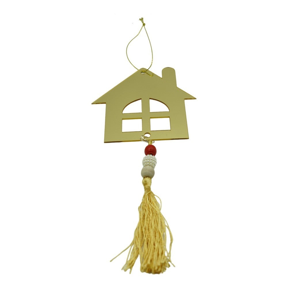 Ornament brad, Casa, Auriu, Lucios, 10*25CM, Acril, Interior/ Exterior