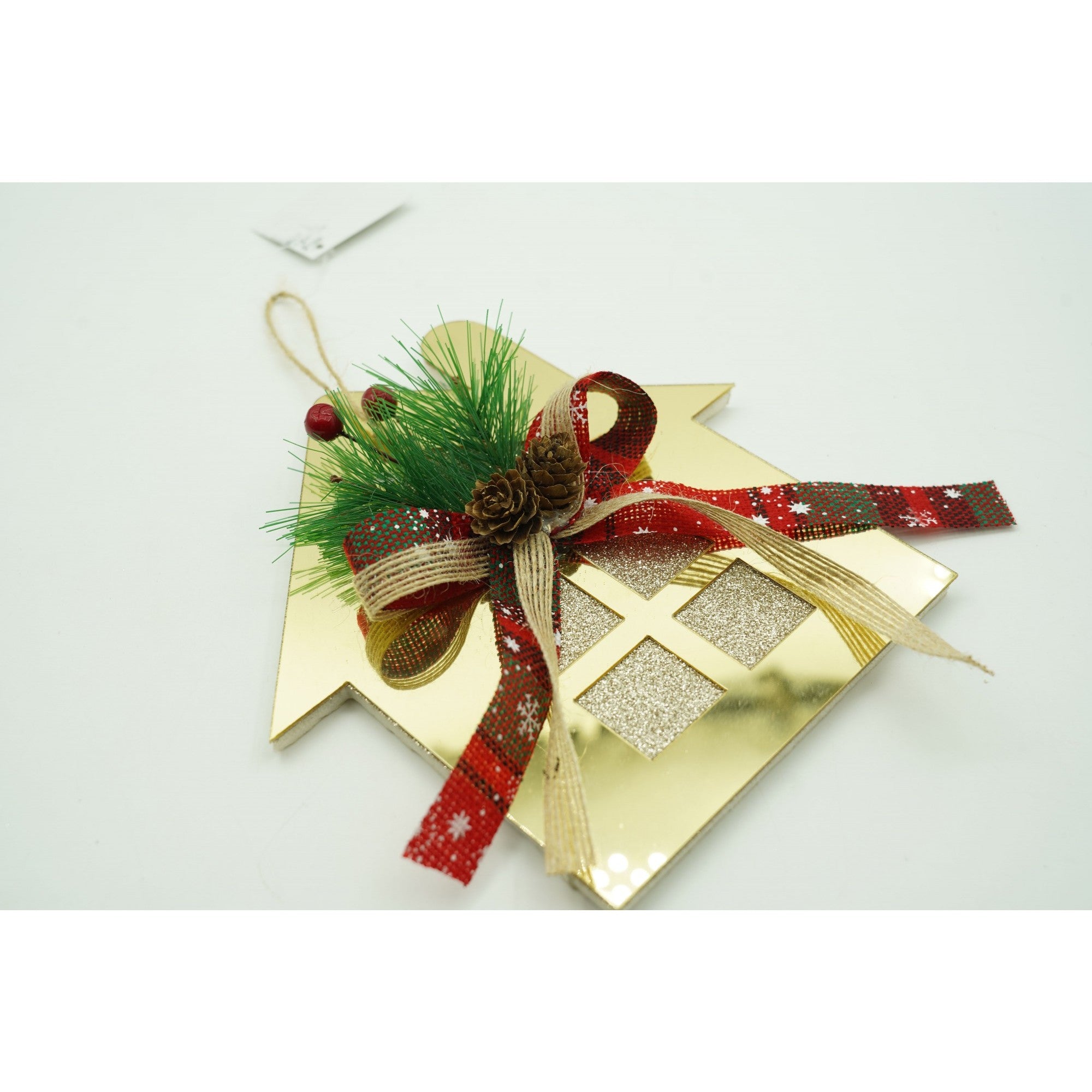 Ornament brad, Casa, Auriu, Lucios, 16*17CM, Acril, Interior/ Exterior