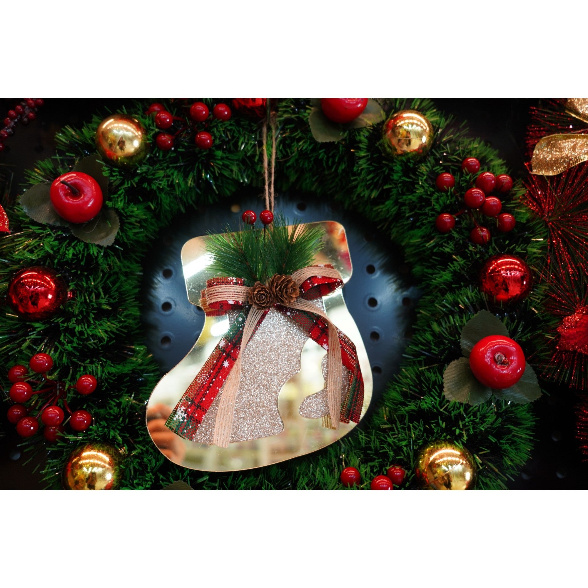 Ornament brad, Ciorap, Auriu, Lucios, 17*17CM, Acril, Interior/ Exterior