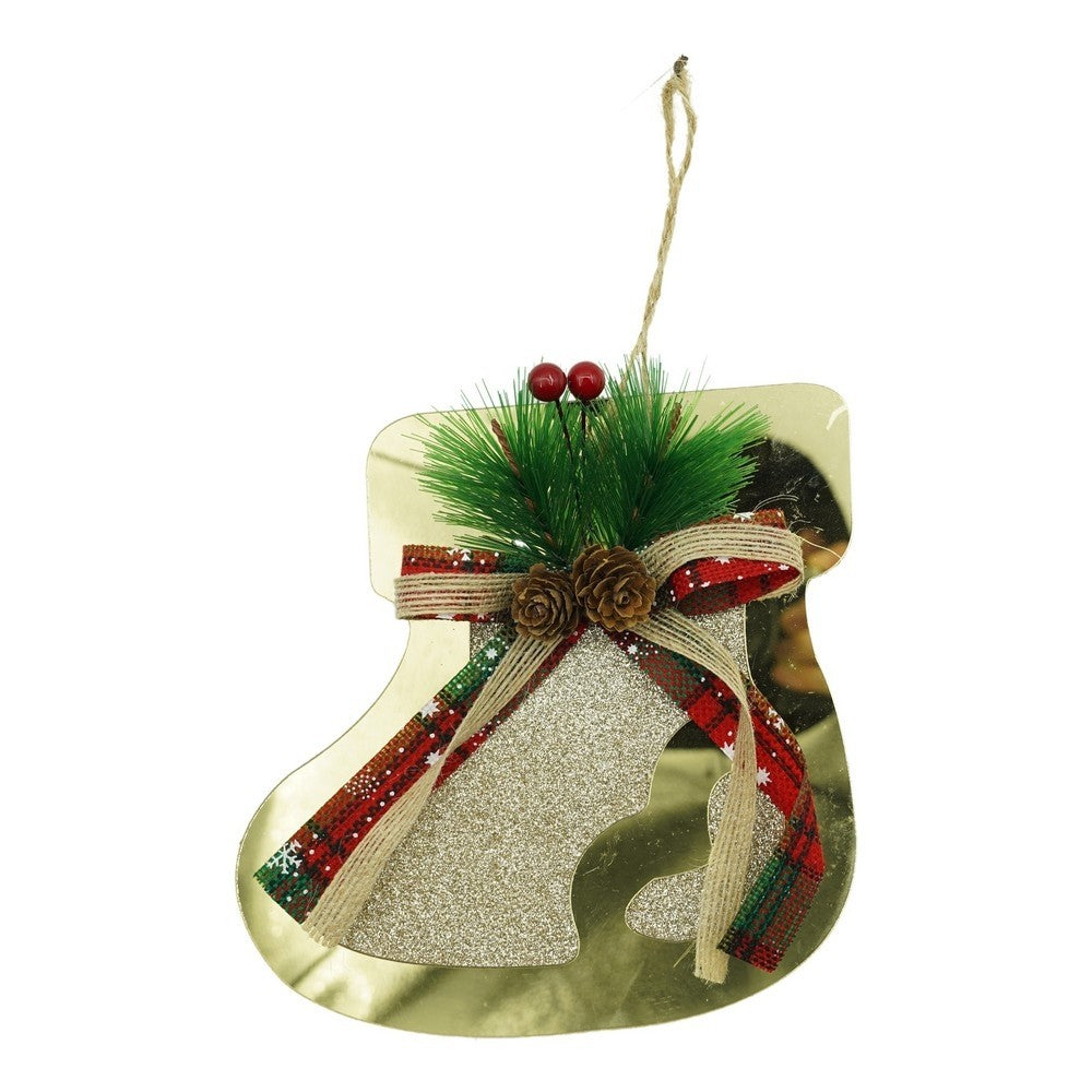 Ornament brad, Ciorap, Auriu, Lucios, 17*17CM, Acril, Interior/ Exterior