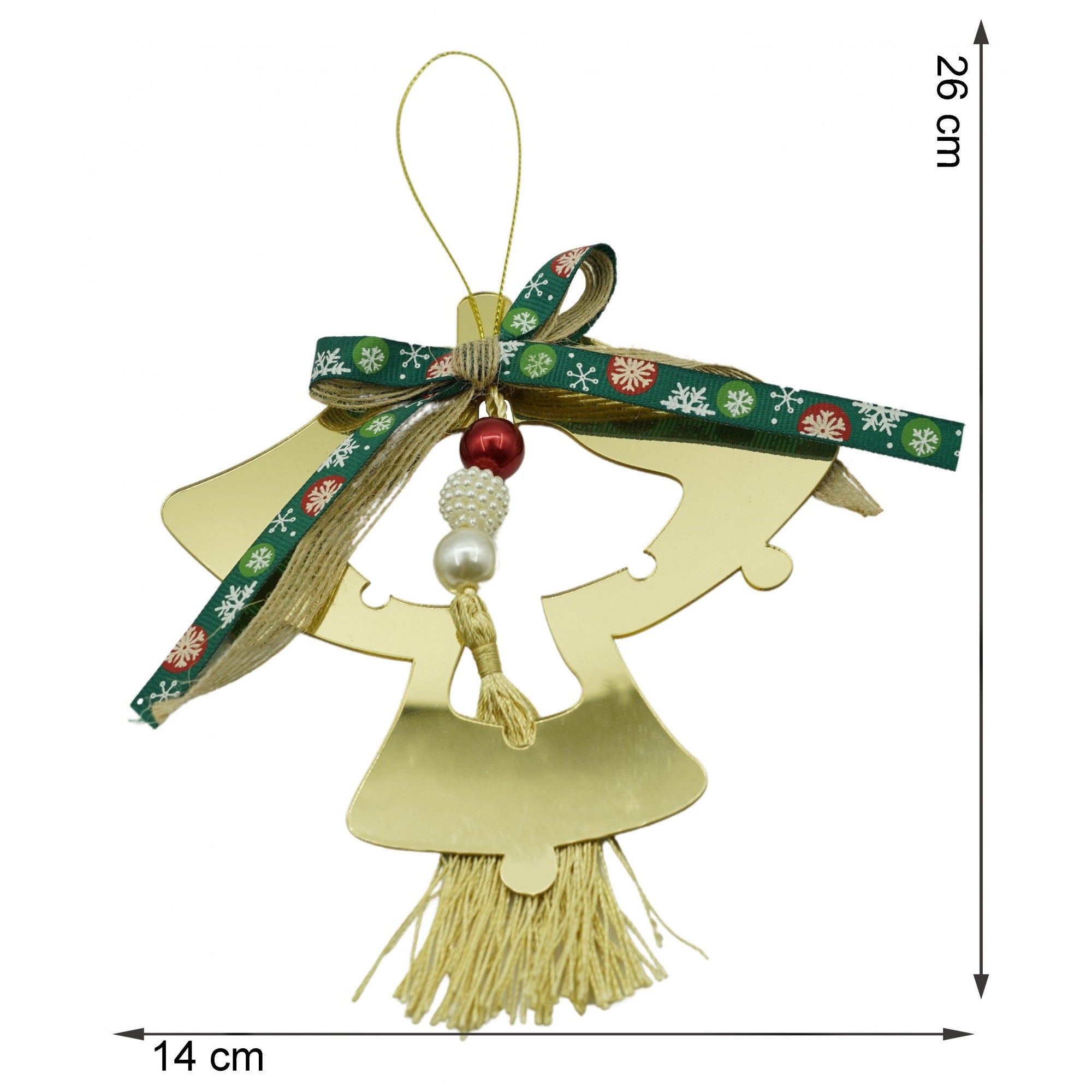 Ornament brad, Clopotei, Auriu, Lucios, 14*26CM, Acril, Interior/ Exterior