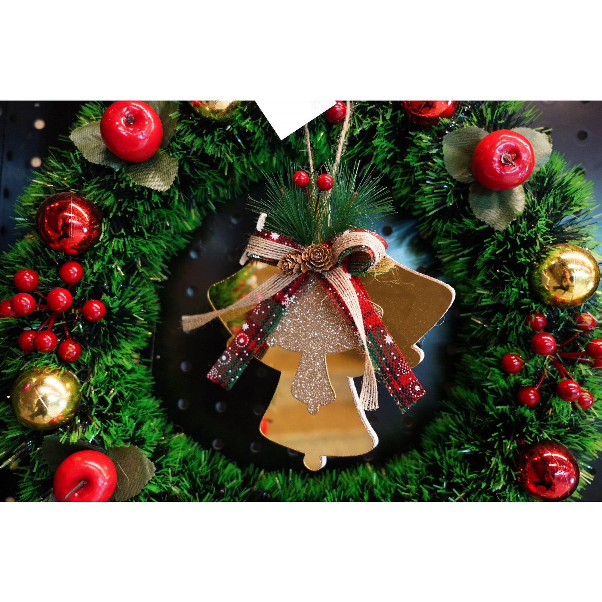 Ornament brad, Clopotei, Auriu, Lucios, 16*17CM, Acril, Interior/ Exterior
