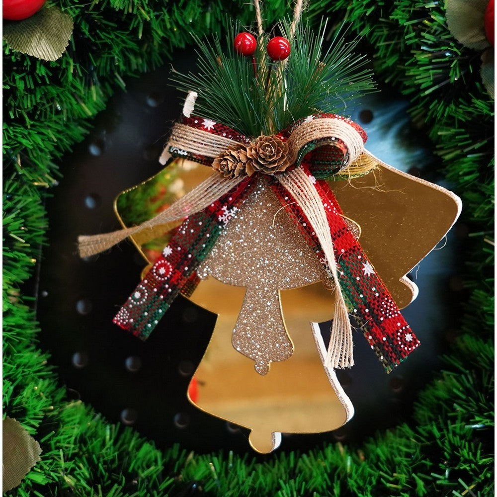 Ornament brad, Clopotei, Auriu, Lucios, 16*17CM, Acril, Interior/ Exterior