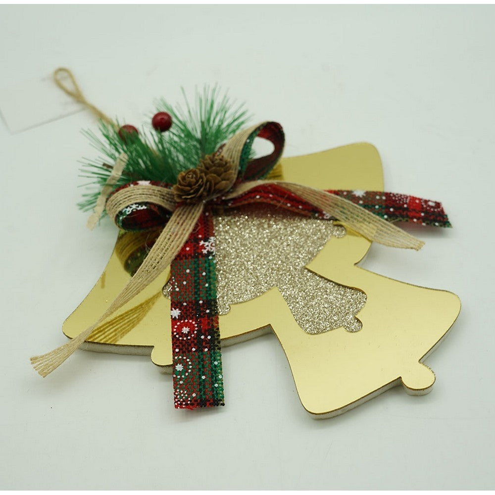 Ornament brad, Clopotei, Auriu, Lucios, 16*17CM, Acril, Interior/ Exterior