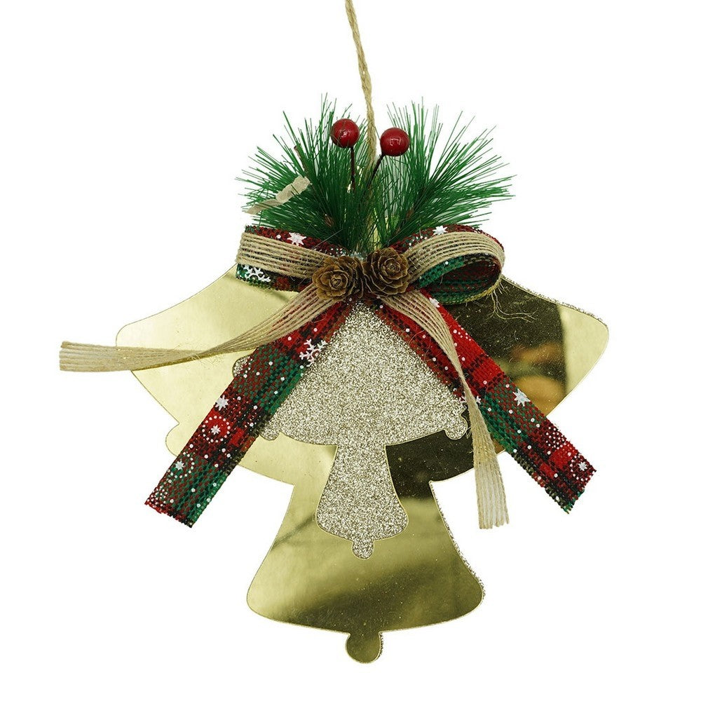 Ornament brad, Clopotei, Auriu, Lucios, 16*17CM, Acril, Interior/ Exterior