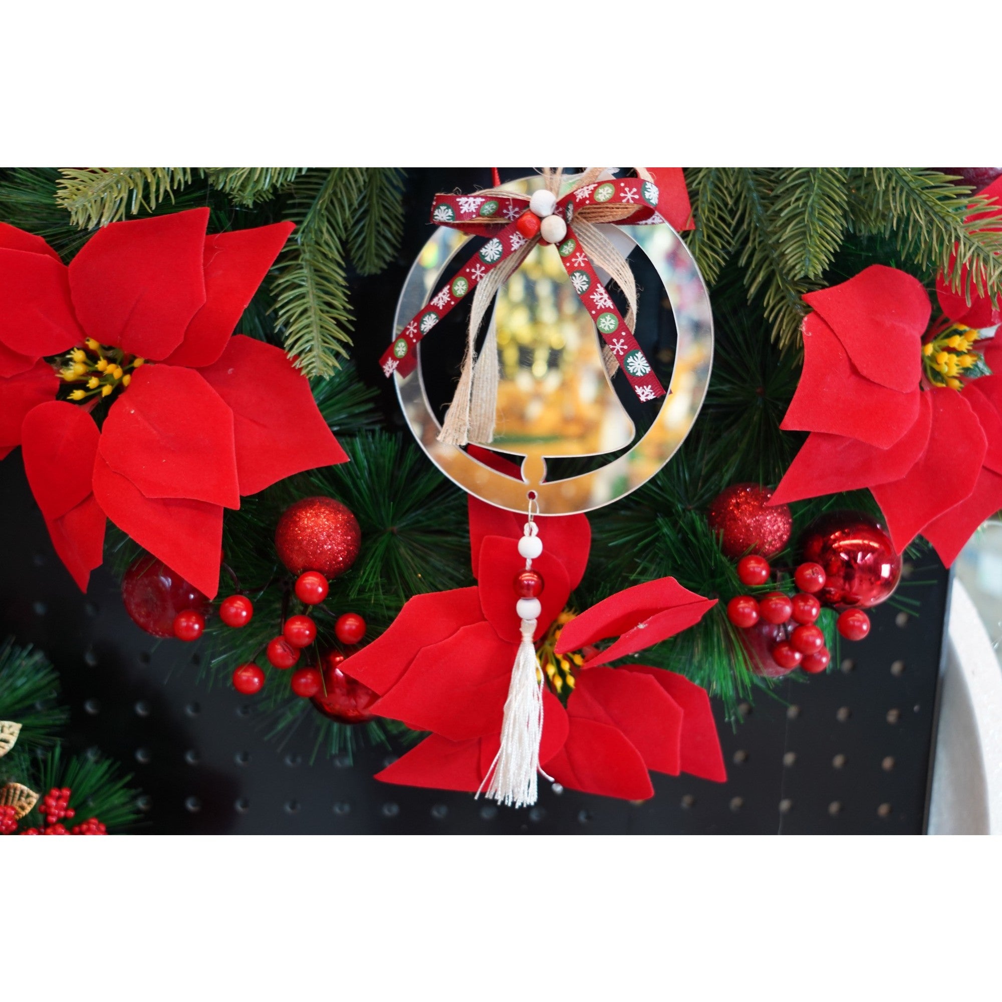 Ornament brad, Clopotel, Argintiu, Lucios, 14*26CM, Acril, Interior/ Exterior