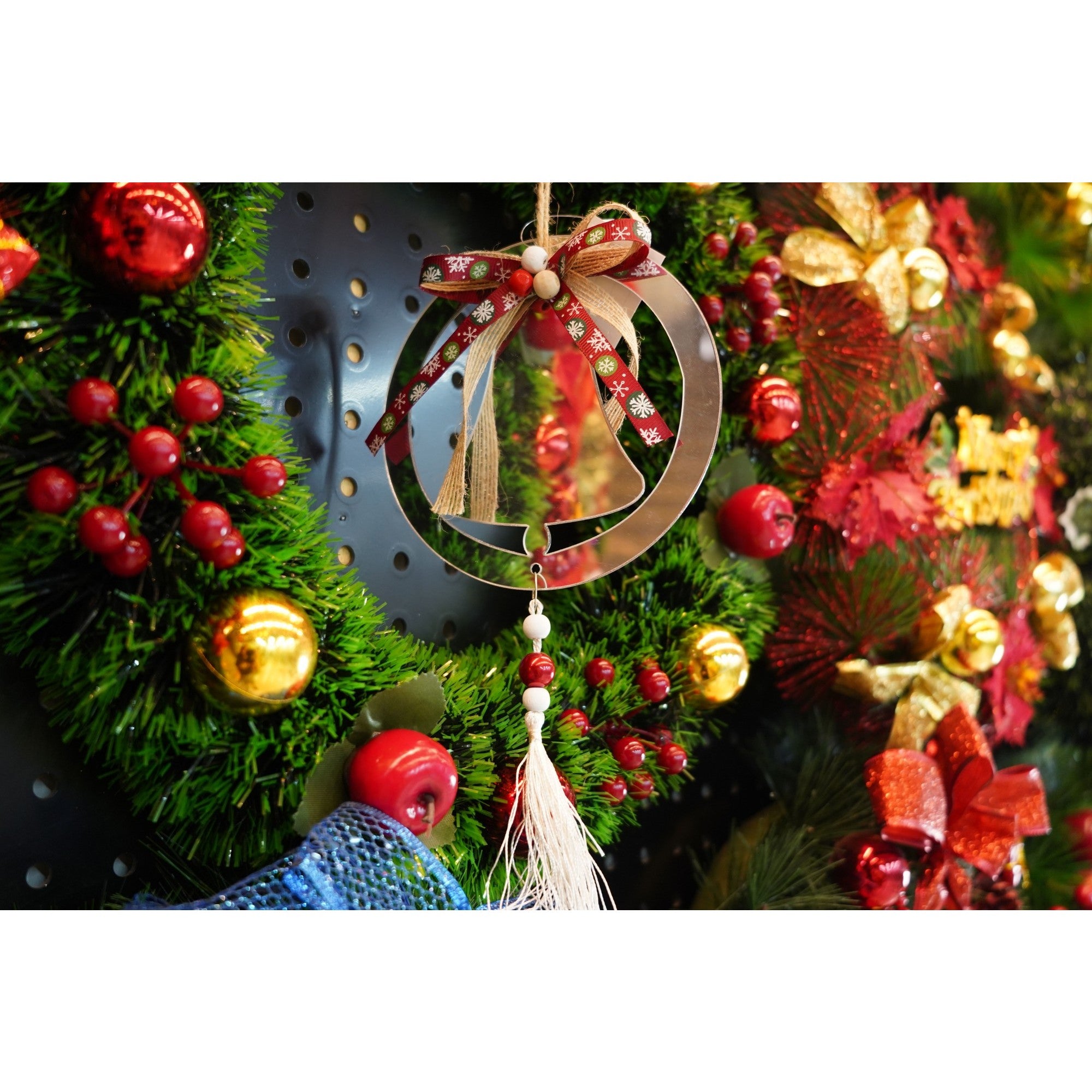 Ornament brad, Clopotel, Argintiu, Lucios, 14*26CM, Acril, Interior/ Exterior