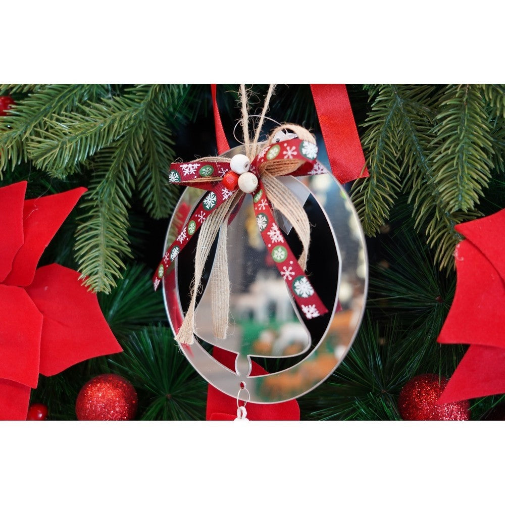 Ornament brad, Clopotel, Argintiu, Lucios, 14*26CM, Acril, Interior/ Exterior