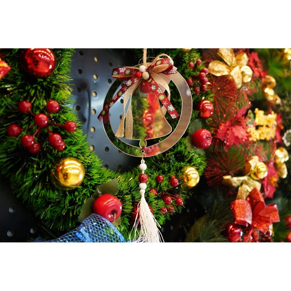 Ornament brad, Clopotel, Argintiu, Lucios, 14*26CM, Acril, Interior/ Exterior