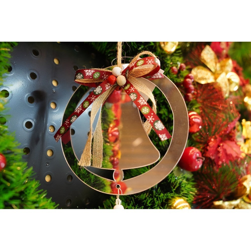 Ornament brad, Clopotel, Argintiu, Lucios, 14*26CM, Acril, Interior/ Exterior