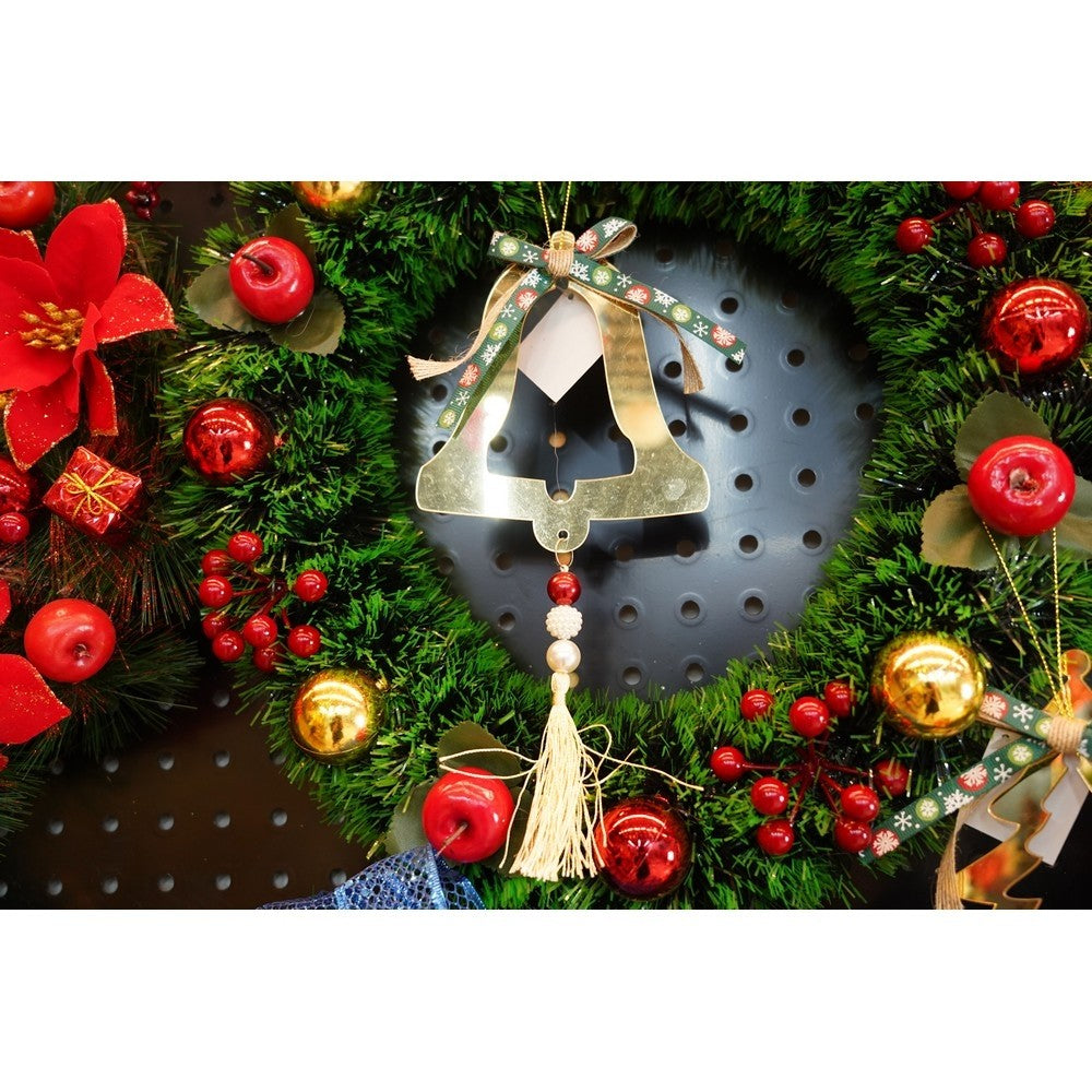 Ornament brad, Clopotel, Auriu, Lucios, 14*28CM, Acril, Interior/ Exterior
