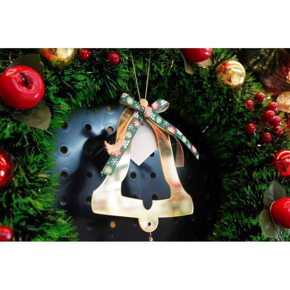 Ornament brad, Clopotel, Auriu, Lucios, 14*28CM, Acril, Interior/ Exterior