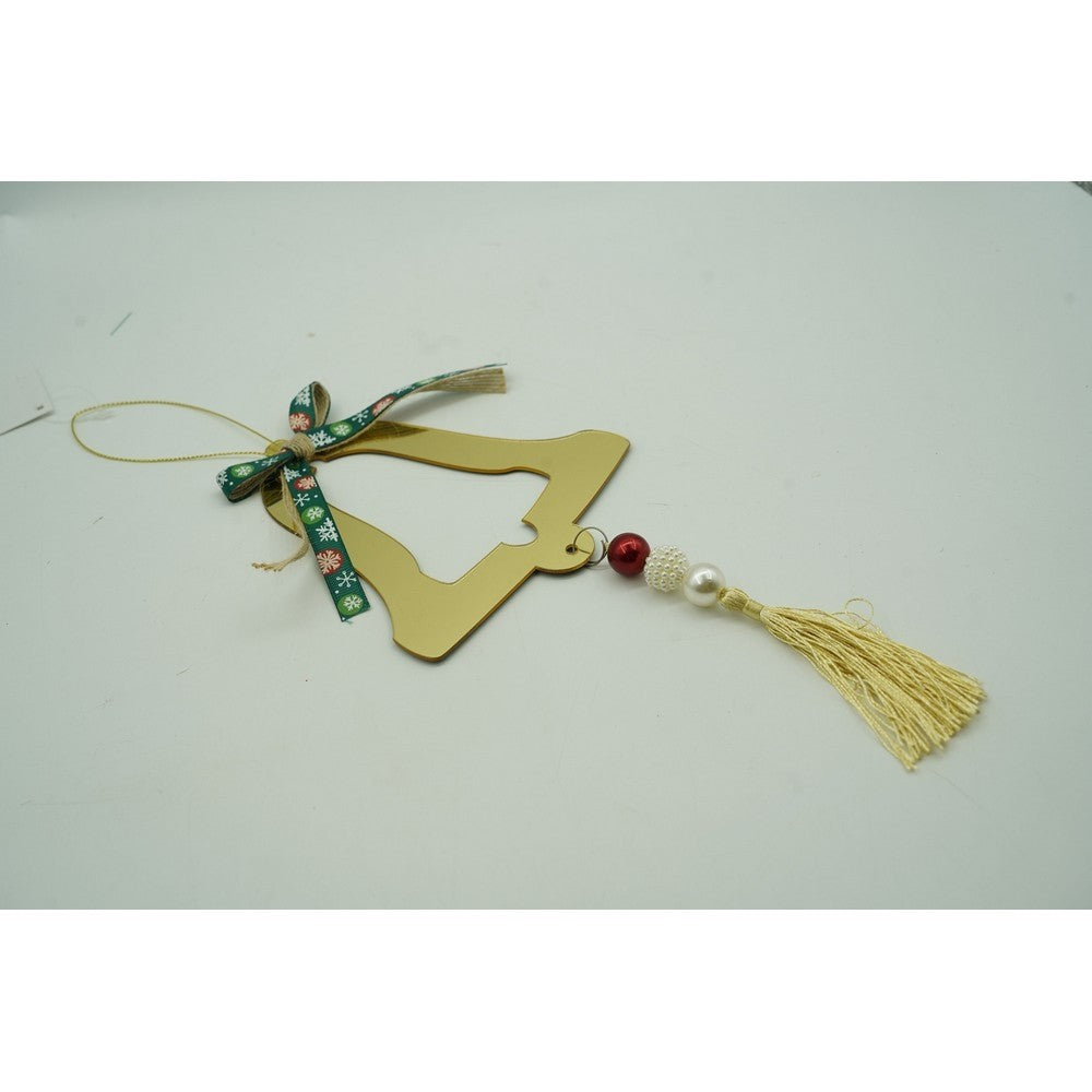 Ornament brad, Clopotel, Auriu, Lucios, 14*28CM, Acril, Interior/ Exterior