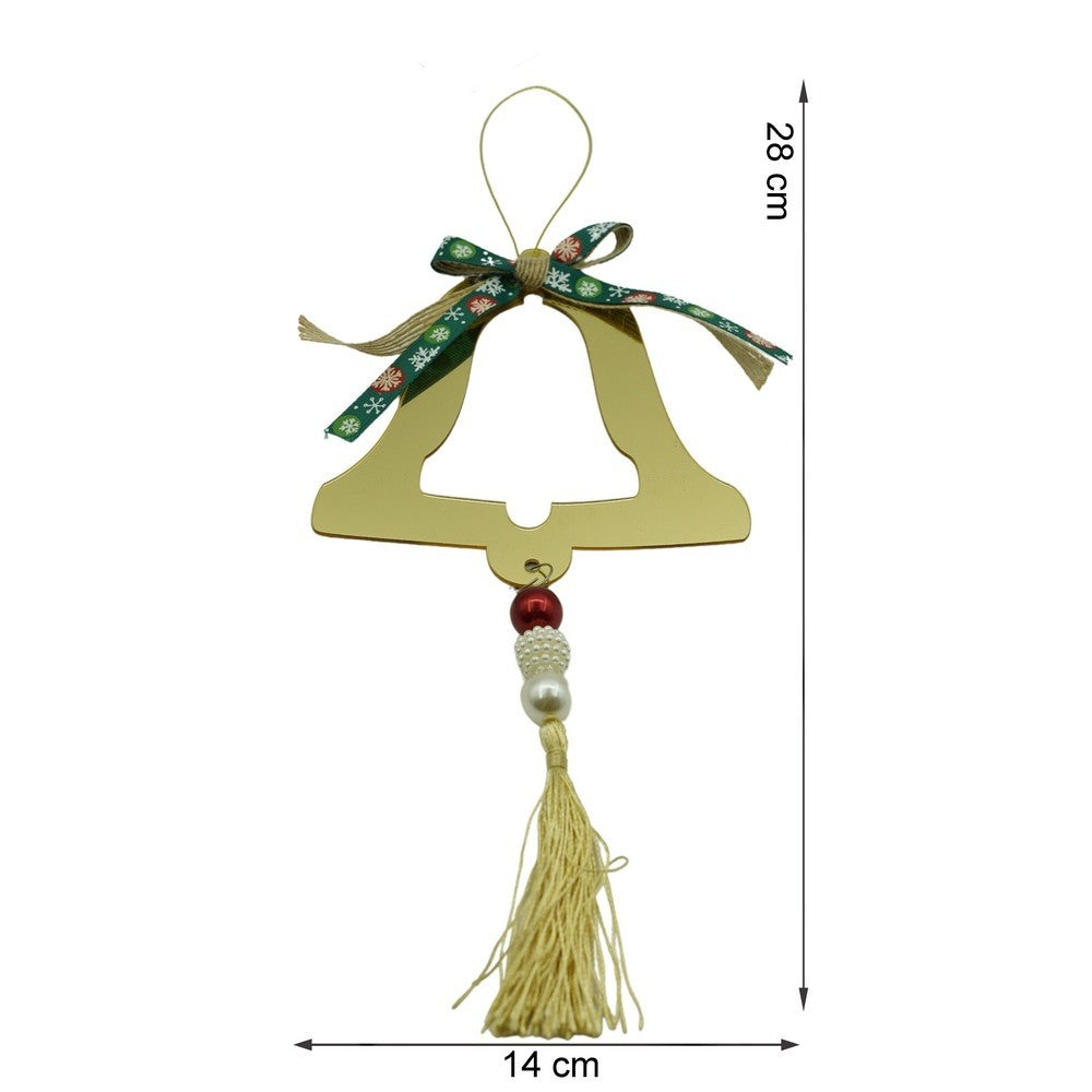 Ornament brad, Clopotel, Auriu, Lucios, 14*28CM, Acril, Interior/ Exterior